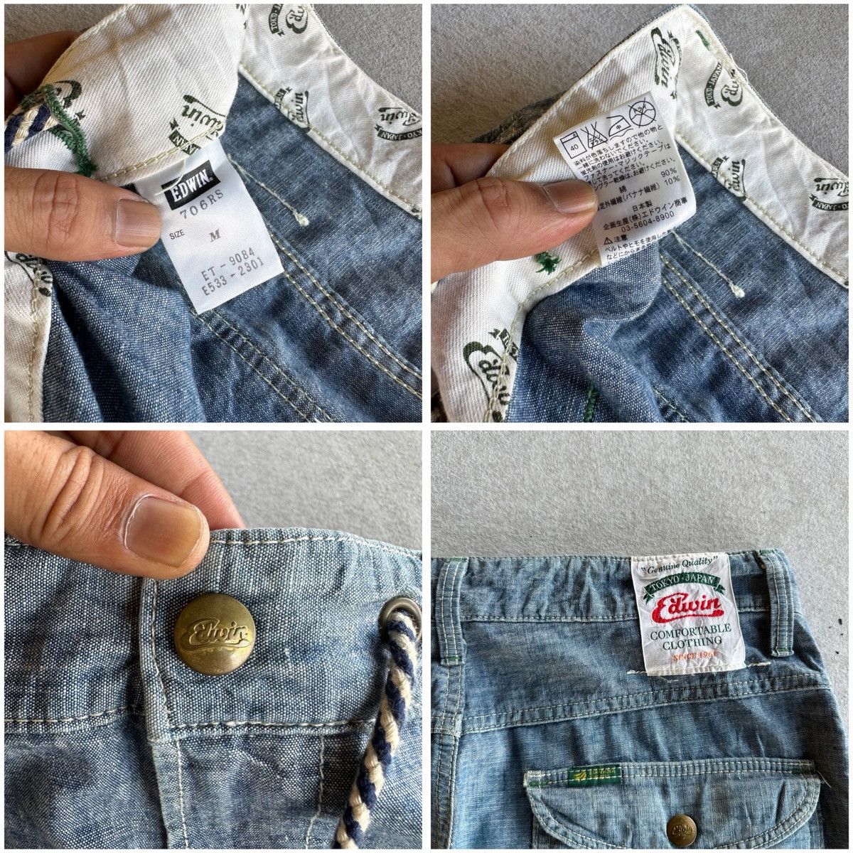 Vintage W33 L31 🍁 Vintage EDWIN Jeans Work Wear RARE Denim Pants Size US 33 - 14 Thumbnail