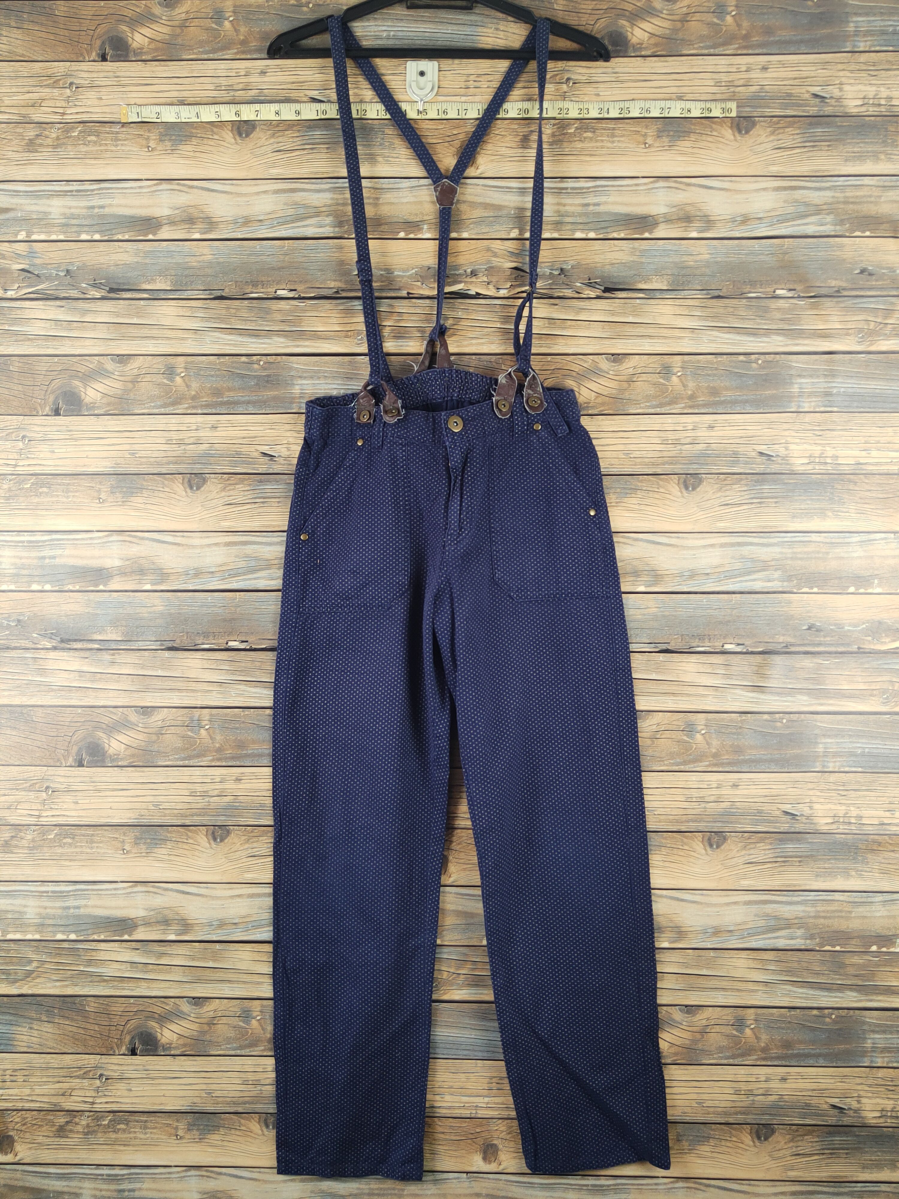 Japanese Brand × Vintage DL Japanese Brand Navy Suspender Pants #1112 Size 28" / US 6 / IT 42 - 1 Thumbnail