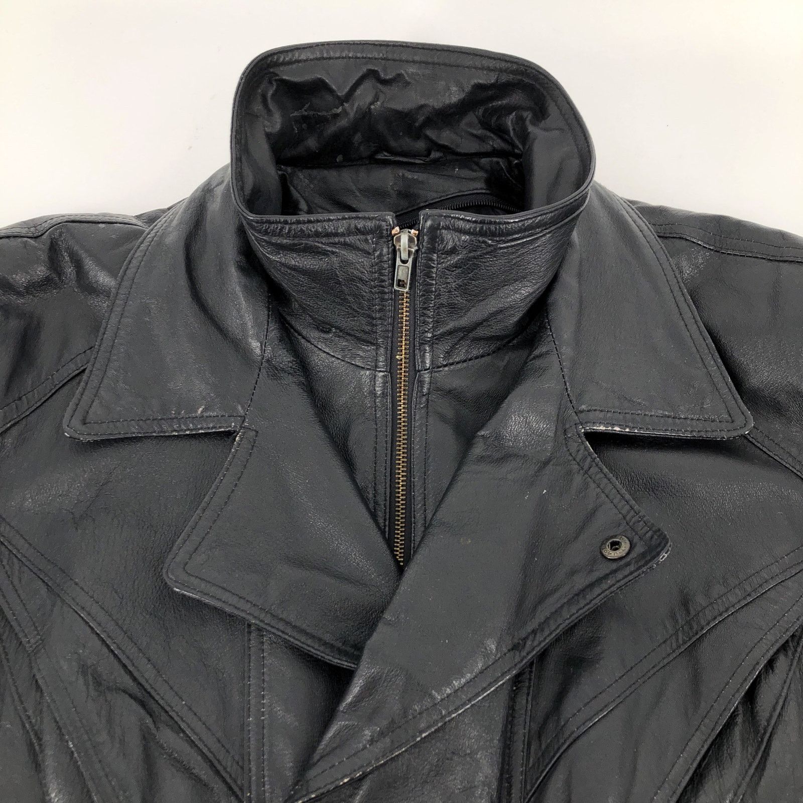 Vintage 90s black leather biker jacket 1990s vintage Size US XL / EU 56 / 4 - 10 Thumbnail