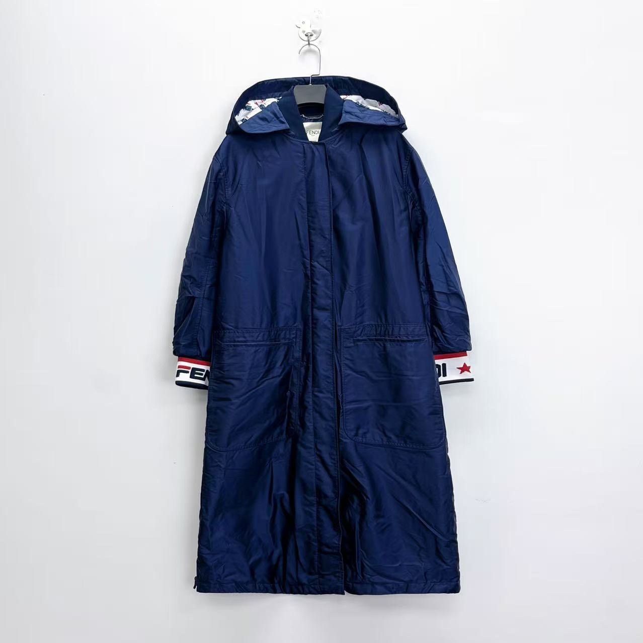 Fendi Fendi Blue Hooded Trench Coat Size US M / EU 48-50 / 2 - 1 Thumbnail