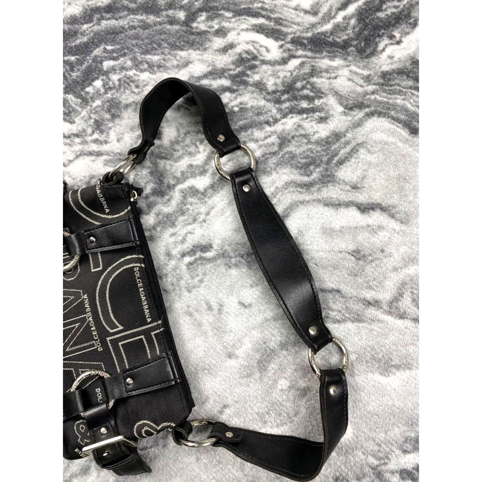 Dolce & Gabbana VINTAGE Dolce&Gabbana DG Logo Bag Shoulder Bag Women Medium Black Leather Canvas Monogram Size ONE SIZE - 5 Thumbnail