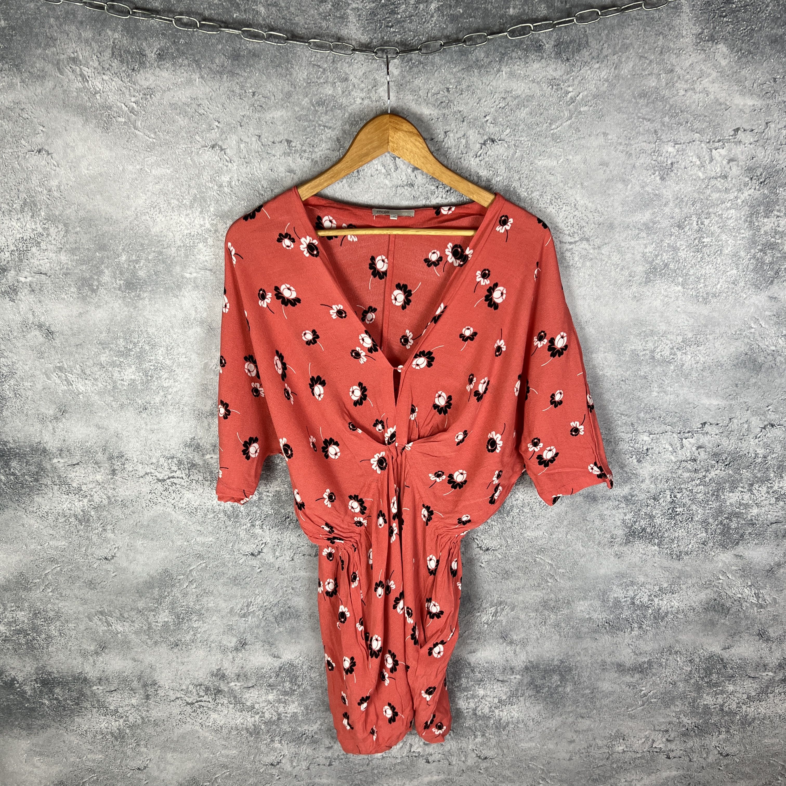 maje red lace dress Maje Red Mini Dress with White Crochet Lace Detailing