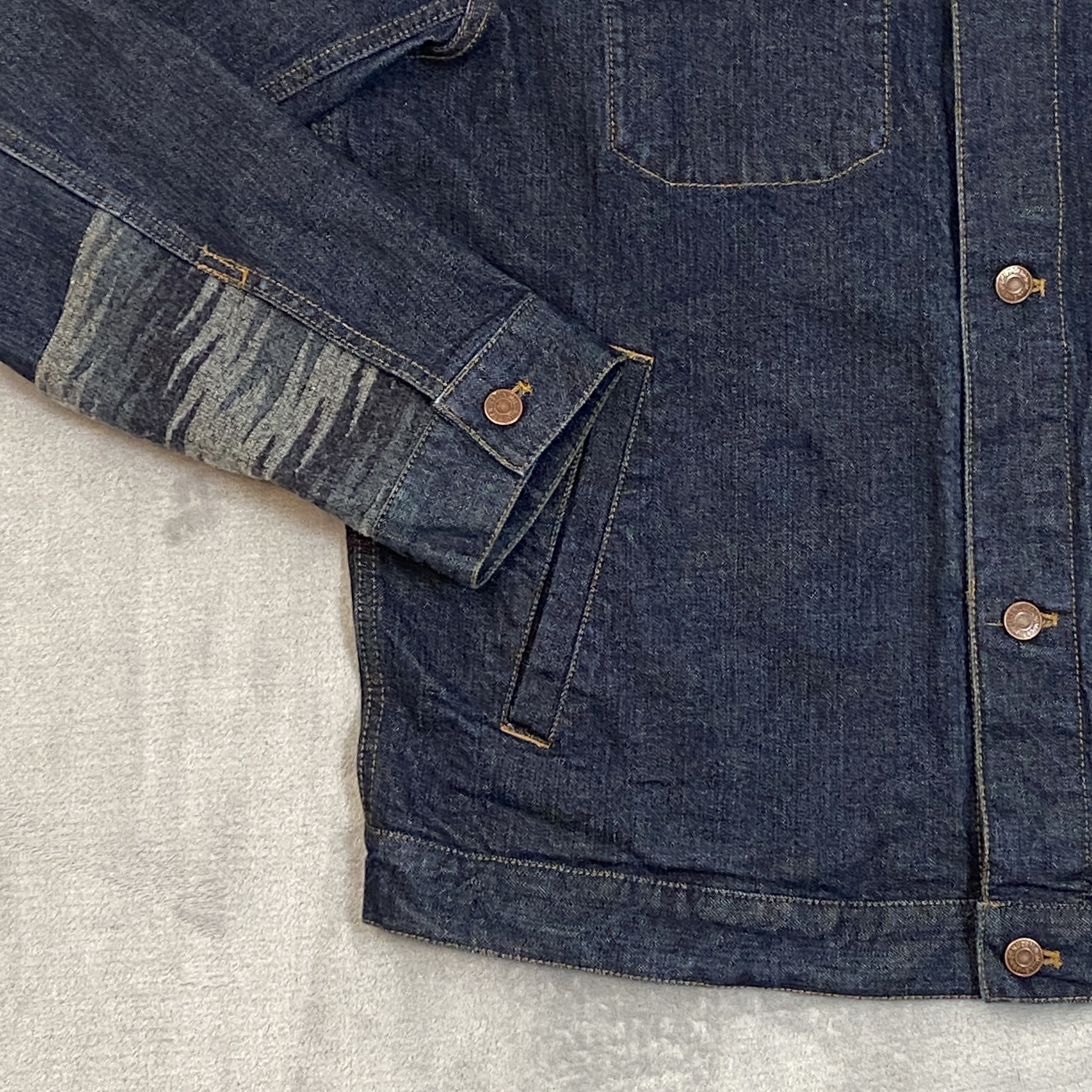 Pendleton × Vintage Denim Trucker Jacket Men XL Blue Aztec Navajo Wool Panels Size US XL / EU 56 / 4 - 7 Thumbnail