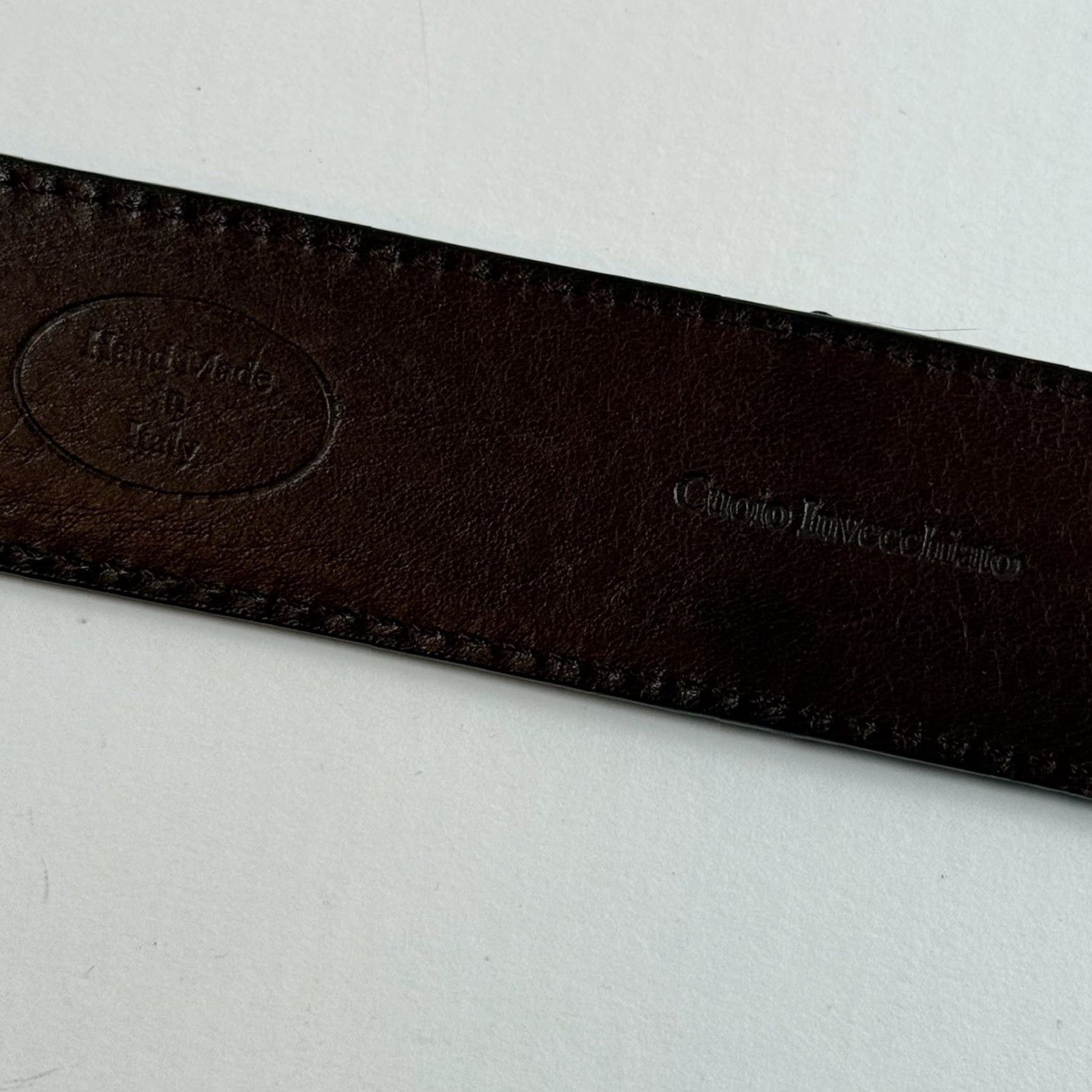 Neiman Marcus VINTAGE Neiman Marcus Leather Belt Saddle Brown Brass Topstitching Size 40 Italy Men Belt Brown 49in with buckle Size 40 - 4 Thumbnail
