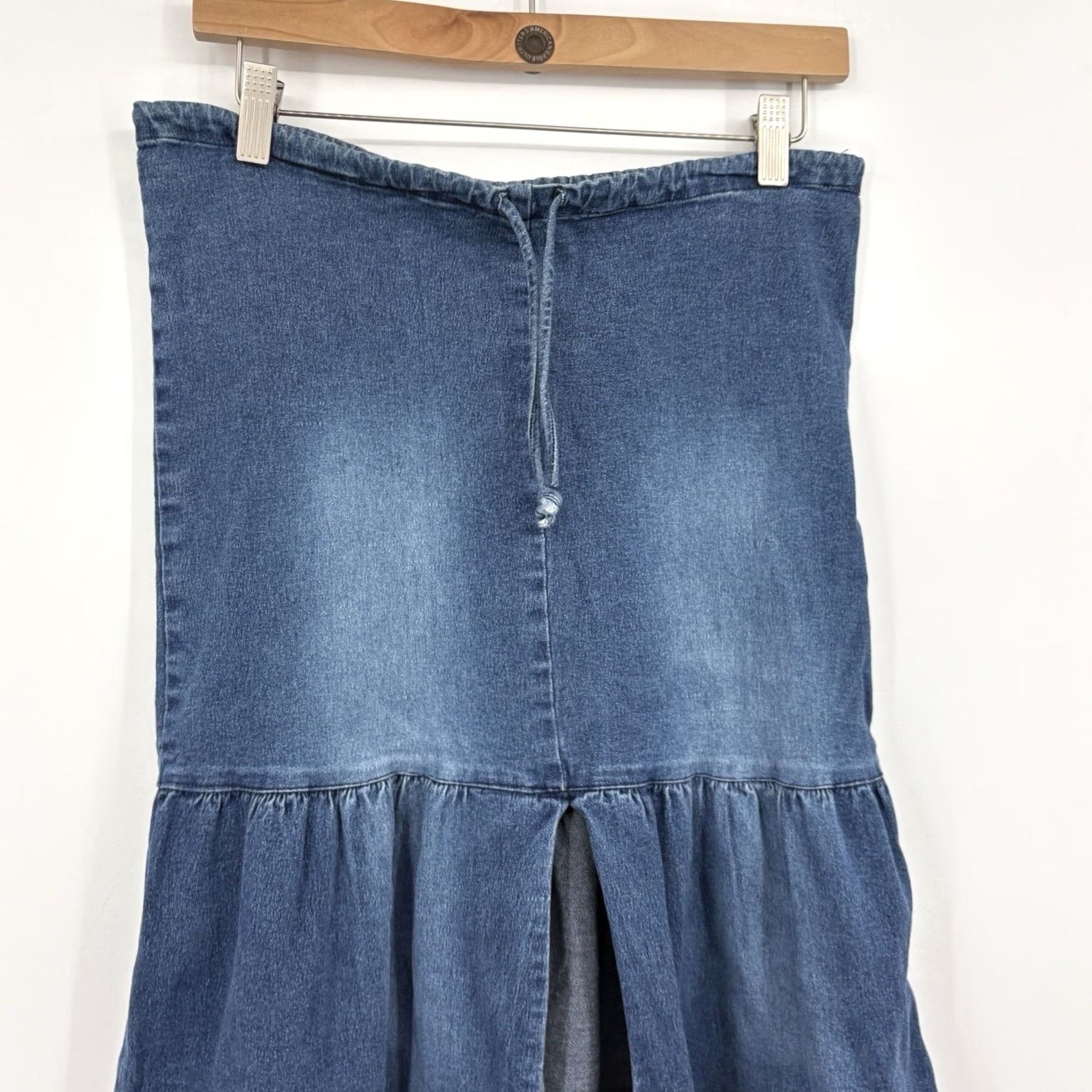 Vintage VINTAGE Y2K Maxi Skirt Women 0 Small Denim Cowgirl Western Festival Tiered Slit Size 28" / US 6 / IT 42 - 4 Thumbnail