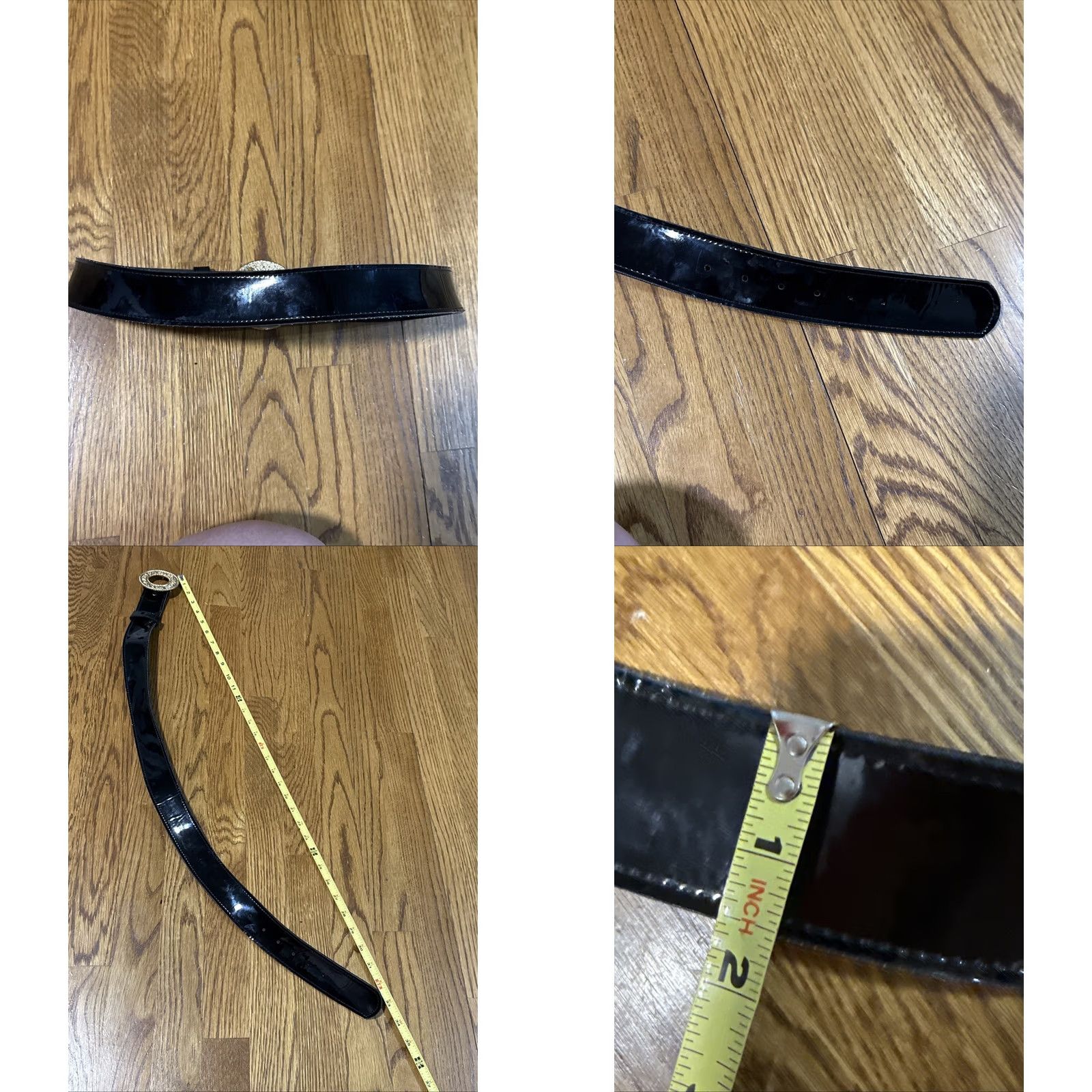 Vintage VINTAGE Details Black Patent Leather Belt Gold Rope Buckle Wide Statement Belt USA Belt Womens M Black Patent Leather Wide Belt Size ONE SIZE - 8 Thumbnail