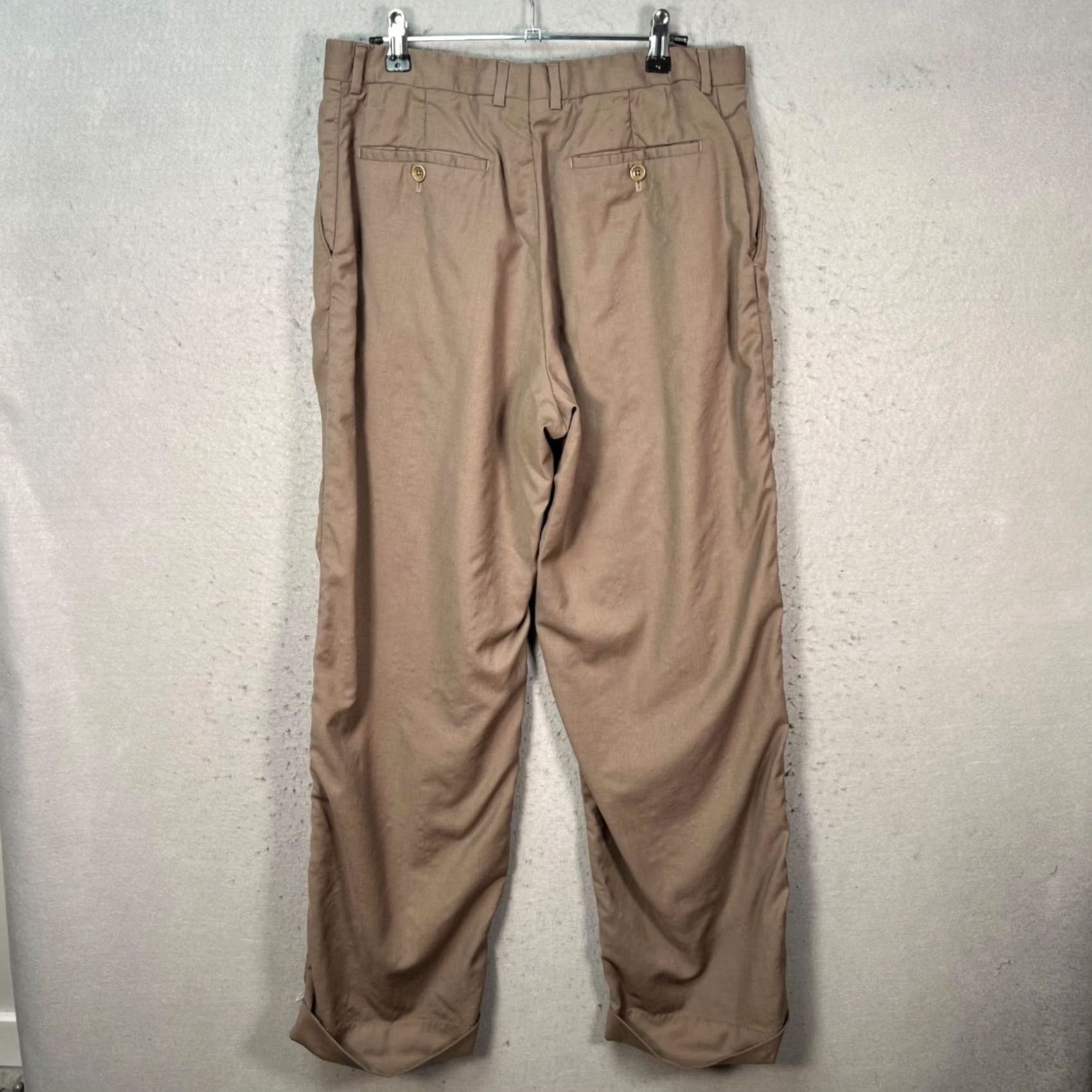 Armani Armani Collezioni Mens Dress Pants Wool Beige 36 Regular Flat Front Inseam 30" Made In Italy Vintage No Shirts Size US 36 / EU 52 - 2 Thumbnail