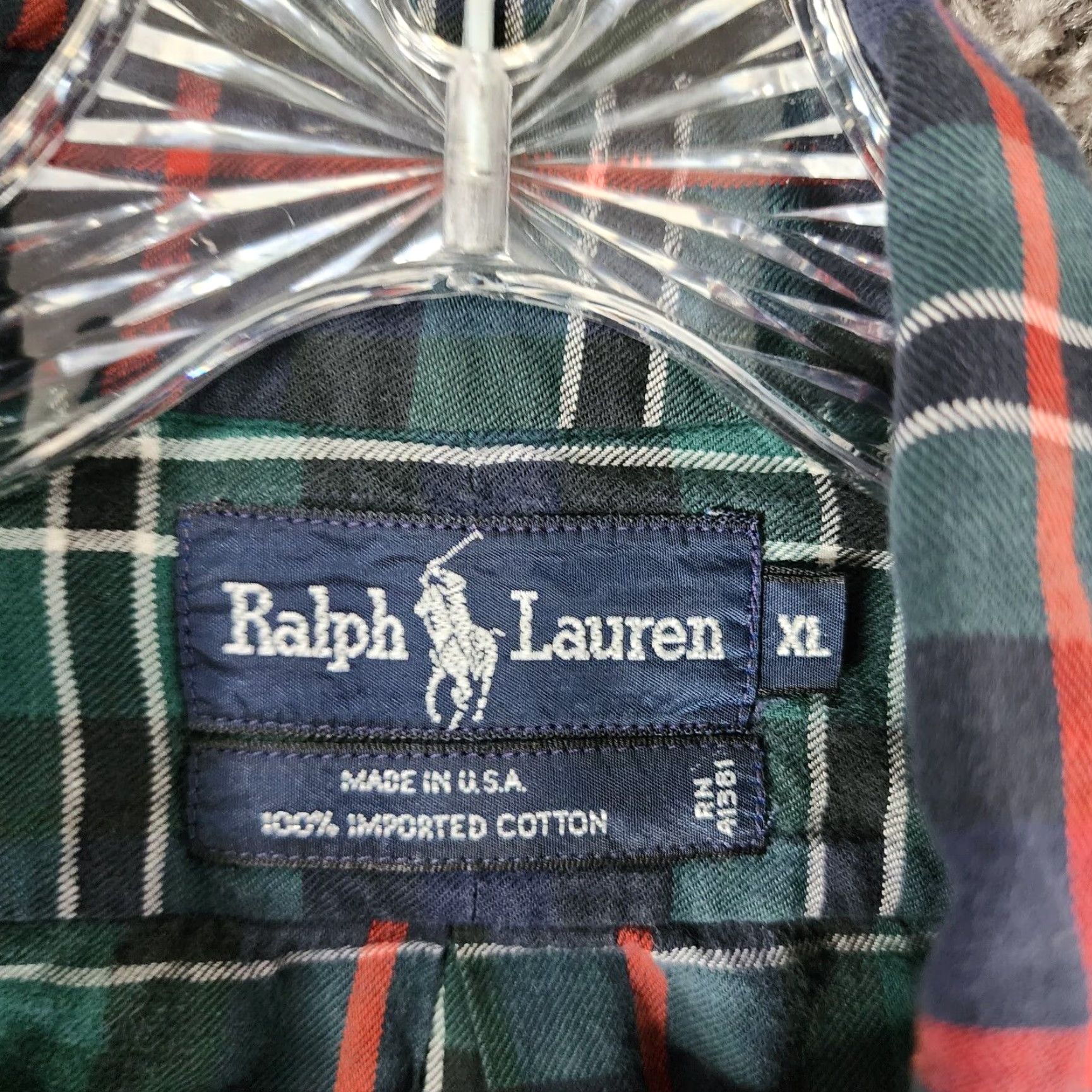 Ralph Lauren VINTAGE Ralph Lauren Shirt Plaid Made in USA XL Long Sleeve Button-Up Mens Green 90s USA Theme Size US XL / EU 56 / 4 - 4 Thumbnail