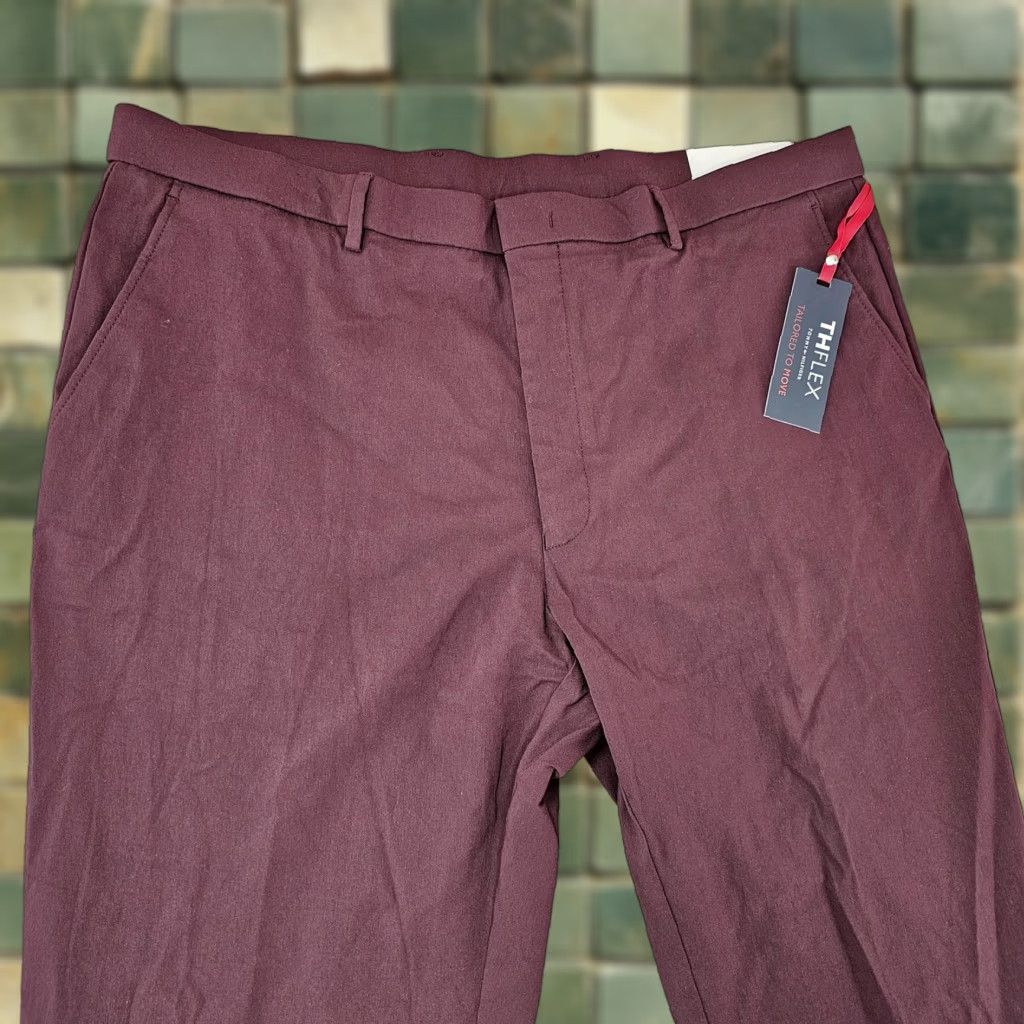 Tommy Hilfiger Tommy Hilfiger Pants Mens 40x34 Burgundy THFlex Tate Stretch Dress TTEAPH1A0151 Size US 40 / EU 56 - 1 Thumbnail