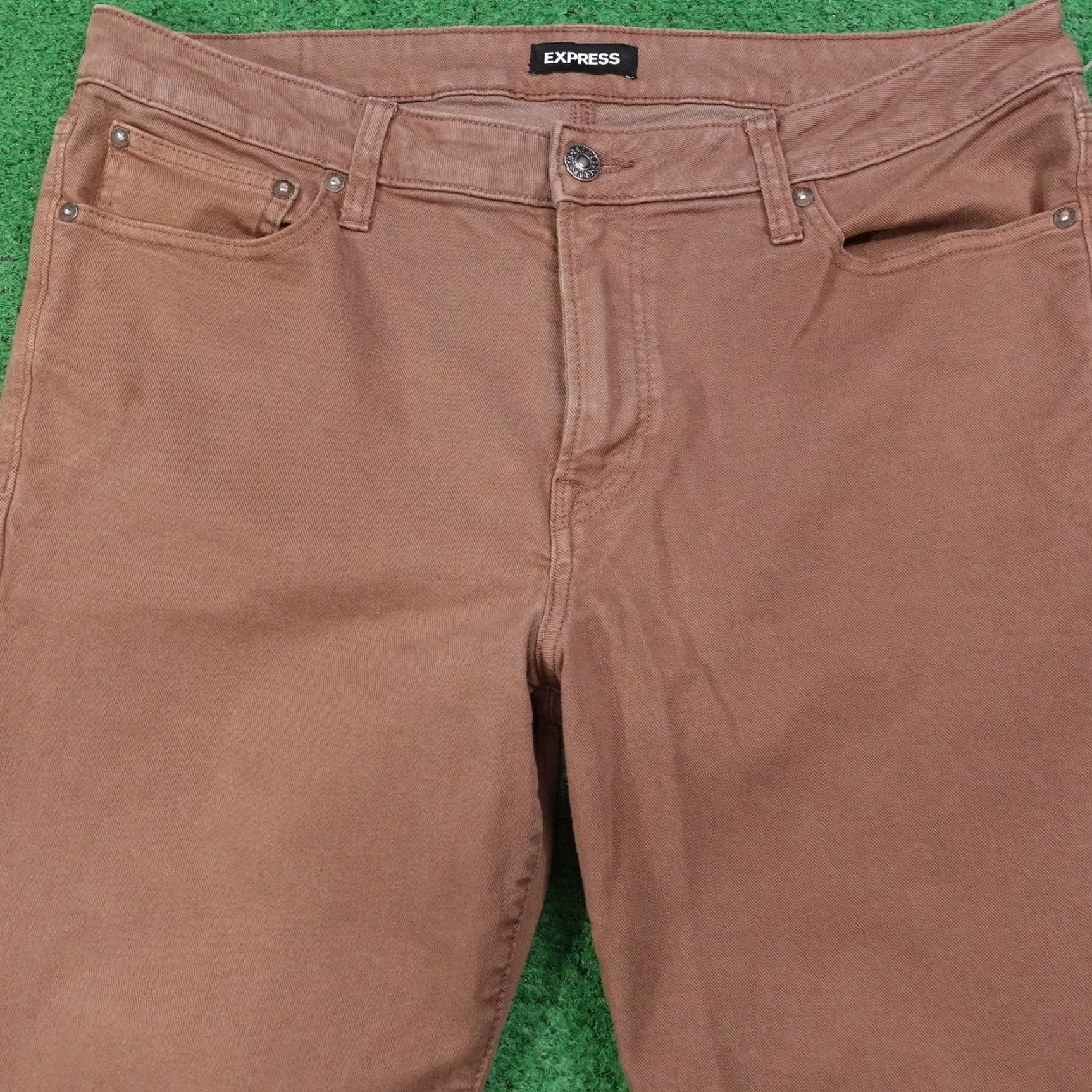 Express Express Jeans Mens Slim Straight 36x30 Brown Stretch Denim Pants Size US 36 / EU 52 - 2 Thumbnail