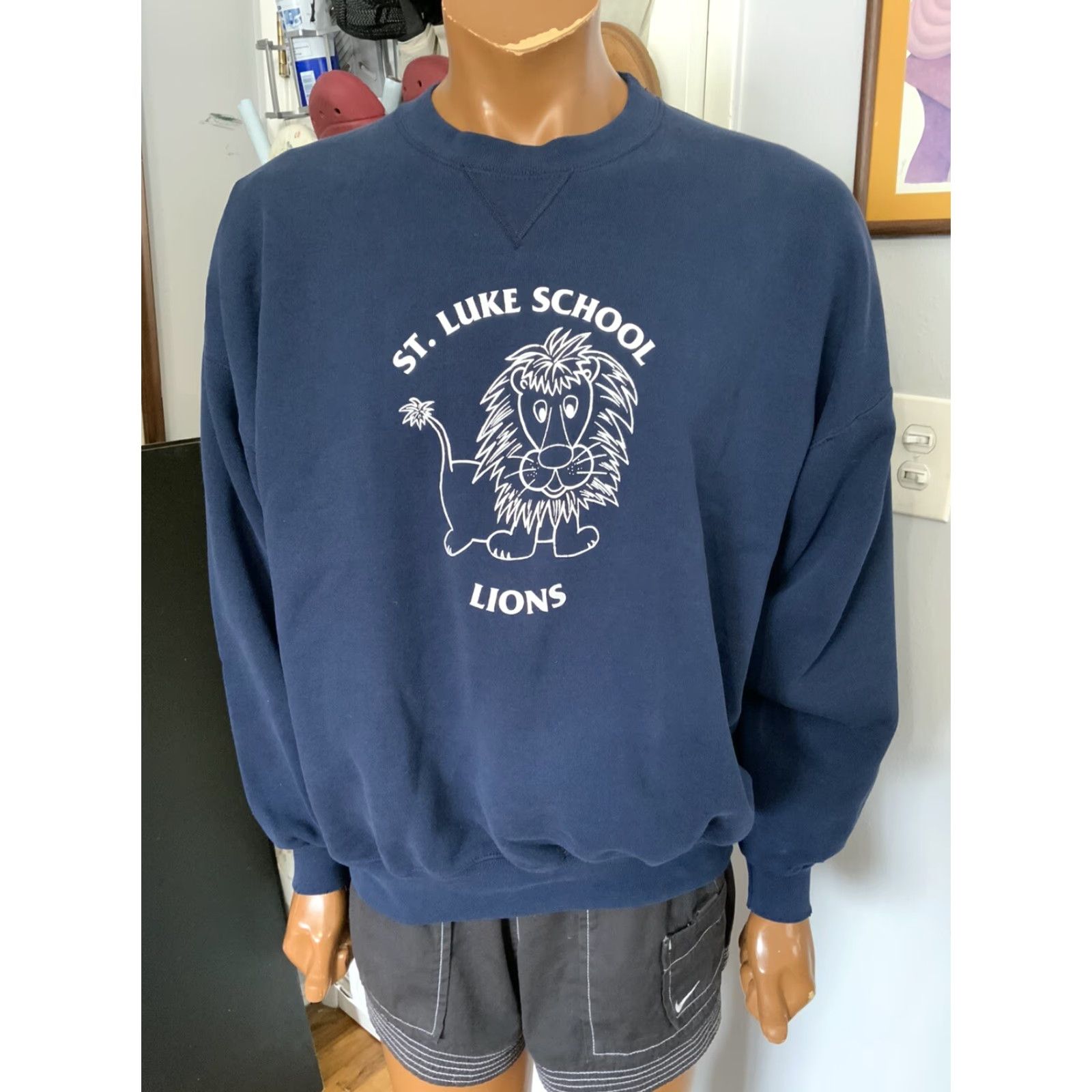 Soffe VINTAGE 90s Soffe Fleece Lions School Crewneck Sweatshirt Navy Blue XL Men Size US XL / EU 56 / 4 - 6 Thumbnail