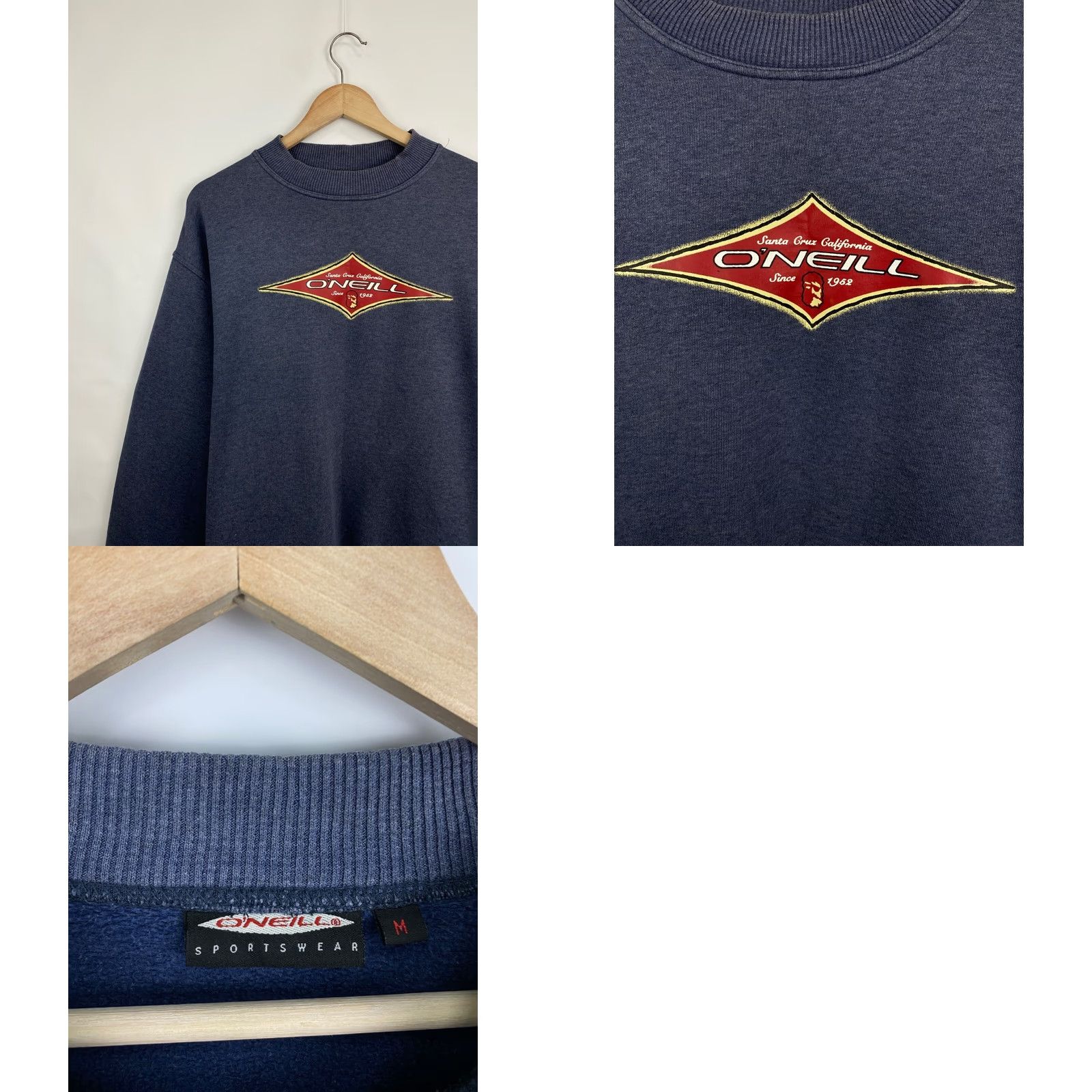 O'Neill VINTAGE O’Neill Santa Cruz Sweatshirt Logo Sweatshirt M/L Blue 90s Pullover Mens Hoodie OverSize Girls Boys Size US M / EU 48-50 / 2 - 8 Thumbnail