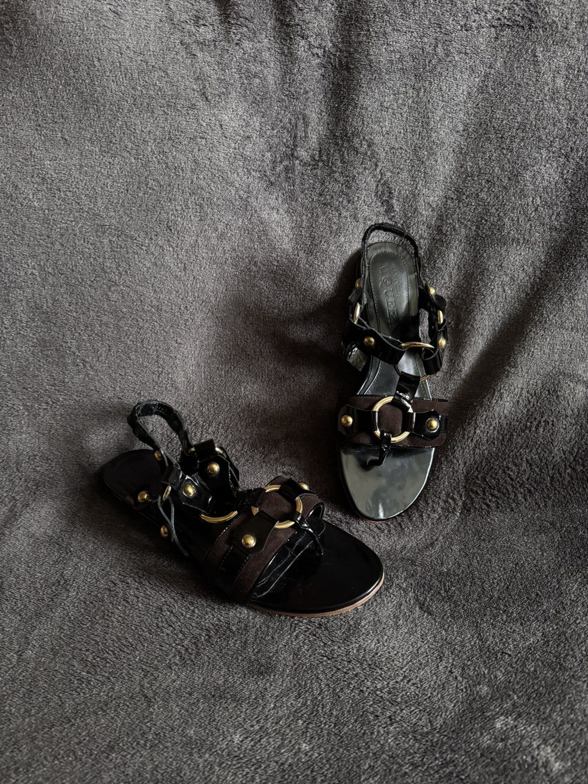 Alexander McQueen Alexander McQueen Womens Patent Leather Ankle Strap Sandals Size US 8 / IT 38 - 1 Thumbnail
