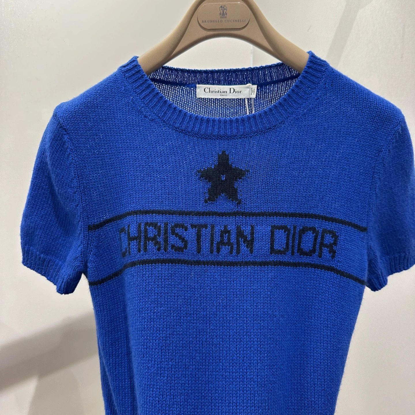 Christian Dior Monsieur Dior may239 blue star slogan cashmere short 36 Size XS / US 0-2 / IT 36-38 - 6 Thumbnail