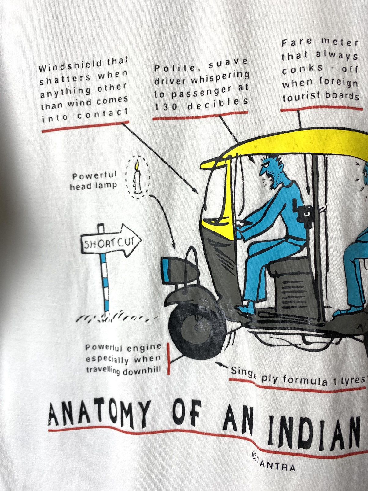 Rap Tees Vintage 1990’s Anatomy Of Indian Autorickshaw T Shirt Size US M / EU 48-50 / 2 - 3 Thumbnail