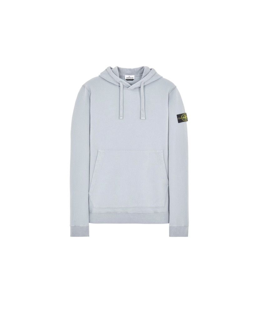 image of Stone Island Garment Dyed Brushed Cotton Light Grey Hoodie, Men's (Size Small)