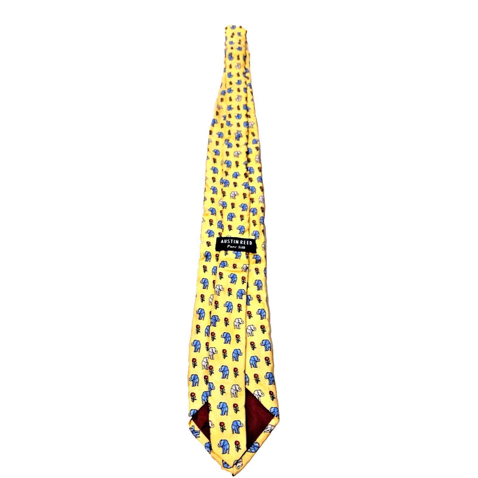 Austin Reed Austin Reed Silk Yellow w/ Elephants Necktie 54in Rep. Party Size ONE SIZE - 3 Thumbnail