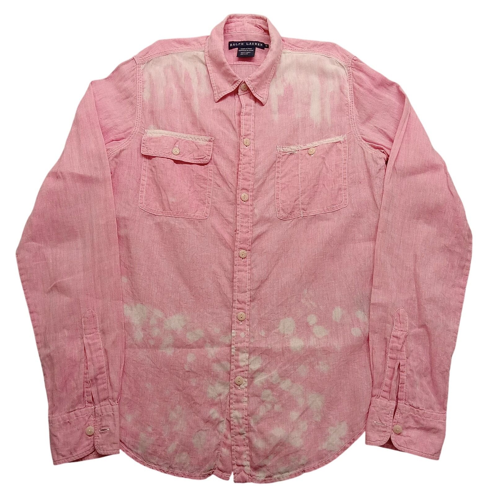 Ralph Lauren Ralph Lauren Top 8 Women's Distressed Button Up Pink Linen Size M / US 6-8 / IT 42-44 - 1 Thumbnail