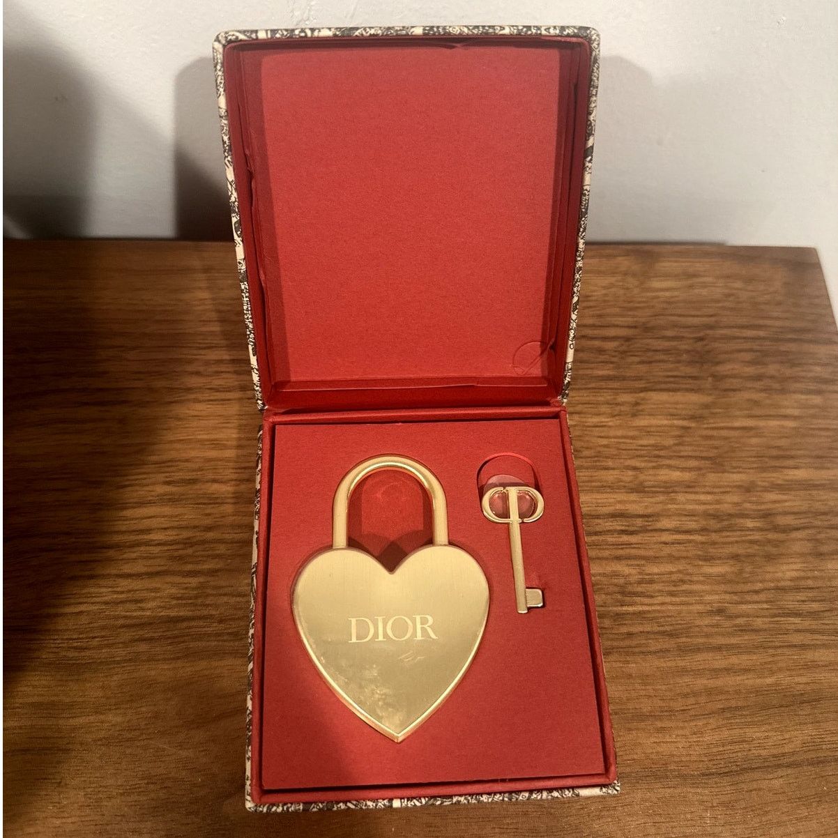 Dior Authentic Christian Dior Gold Heart Lock & Key wOriginal Box Size ONE SIZE - 1 Preview