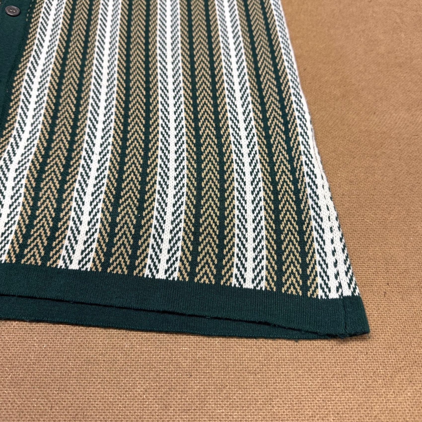 Vintage SINRANSINYA Shirt Womens Medium Green Knit Stripe Button Front Short Sleeve Size M / US 6-8 / IT 42-44 - 4 Thumbnail