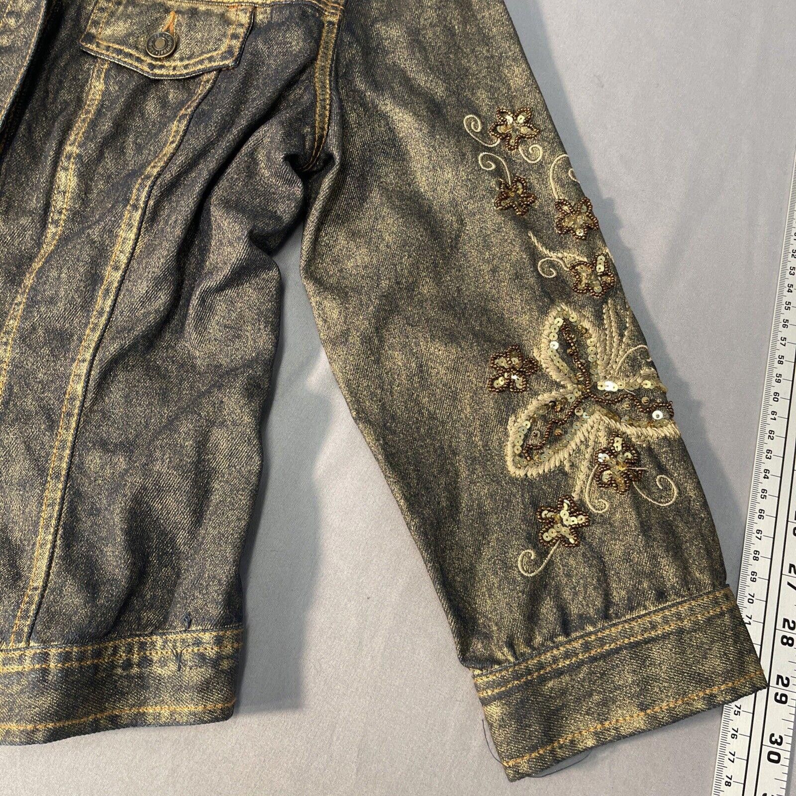 Designer Y2K 90s Jeanology Trucker Jacket SZ 6 Size M / US 6-8 / IT 42-44 - 2 Thumbnail