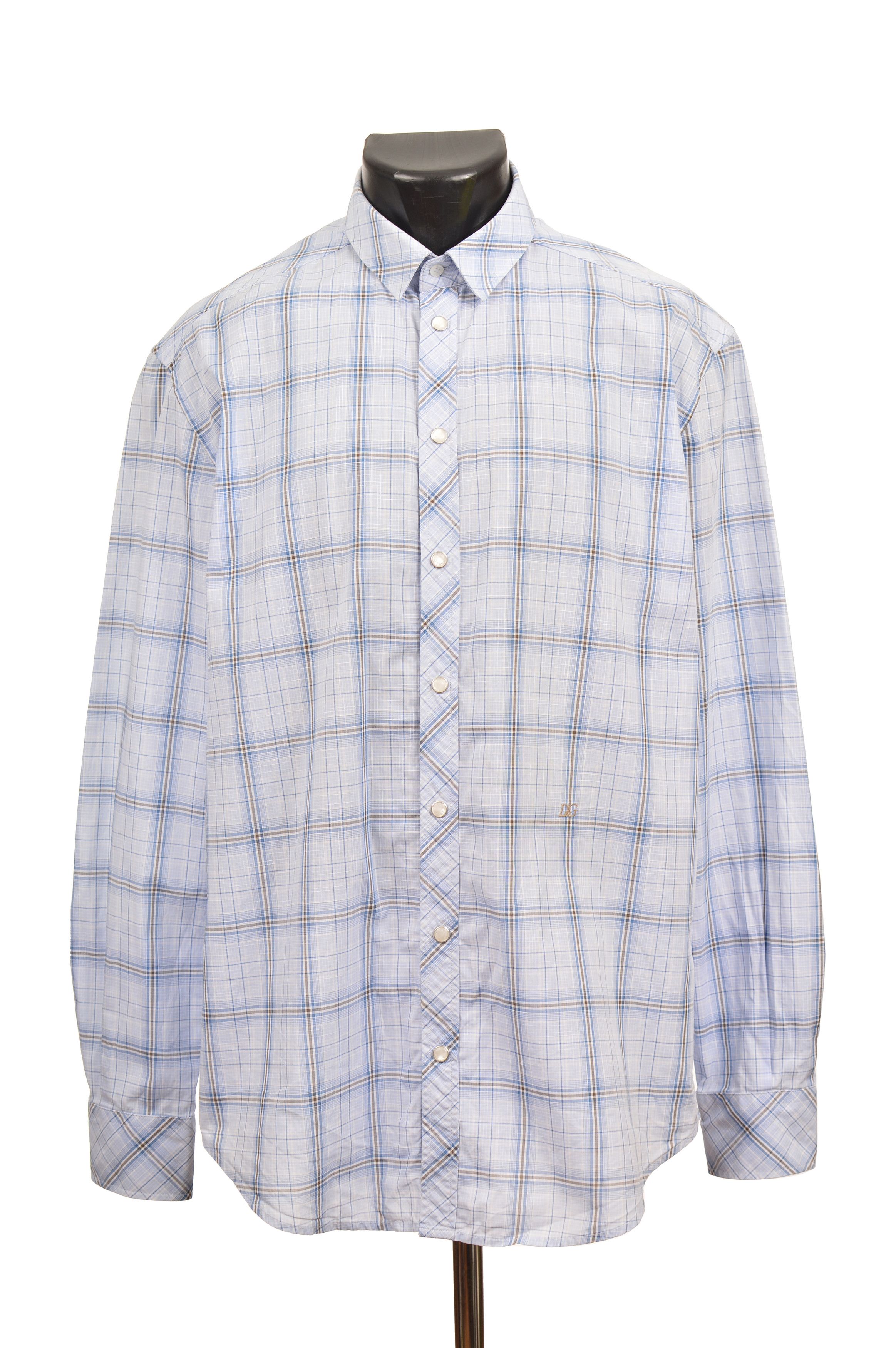 Dolce & Gabbana Vintage Dolce Gabbana Blue Check Cotton Dress Shirt Size 42S - 1 Thumbnail