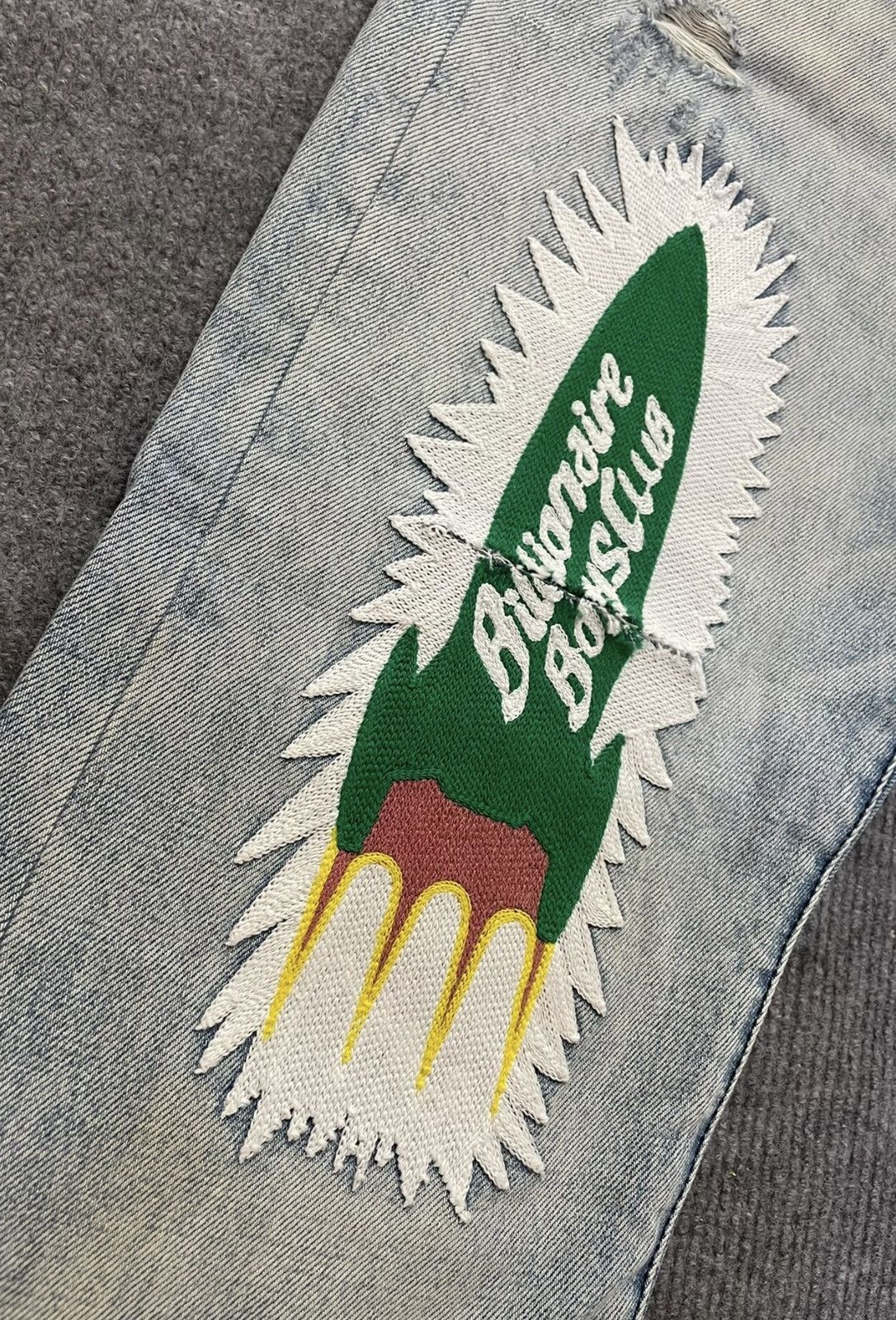 Billionaire Boys Club BBC Distressed Embroidered Loose-Fit Jeans Size US 32 / EU 48 - 4 Thumbnail