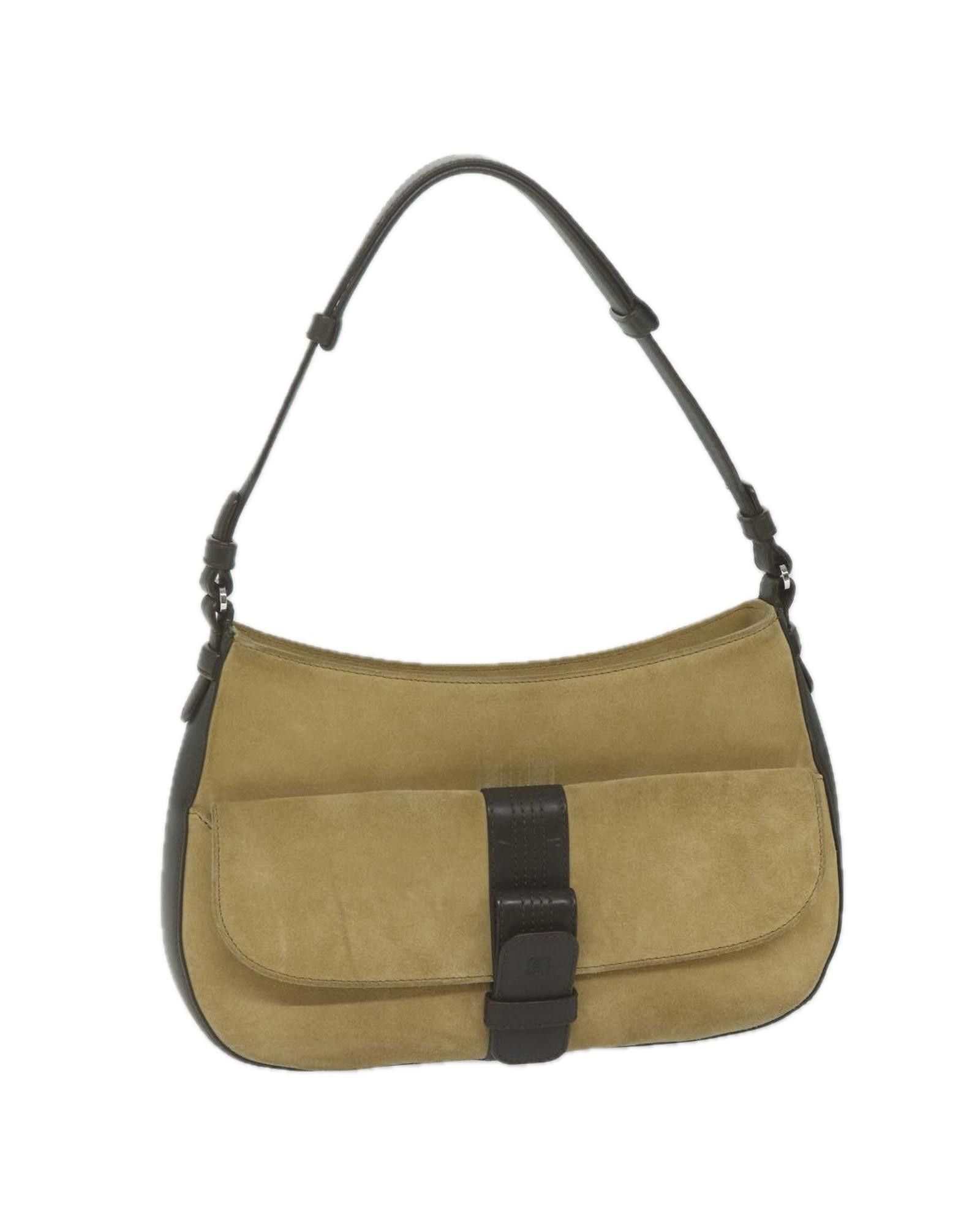 image of Loewe Beige Suede Shoulder Bag With Dust Bag - Pre-Owned, Women's