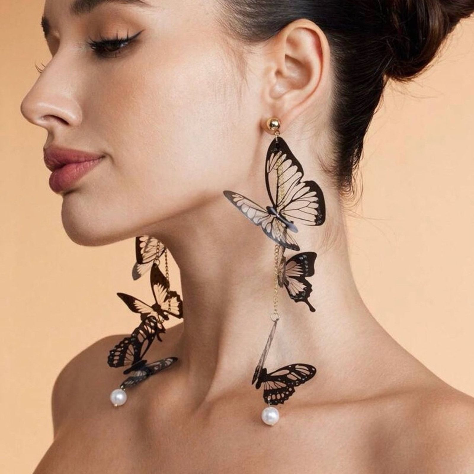 Other Acrylic Tassel Butterfly Long Drop Earrings Size ONE SIZE - 4 Thumbnail
