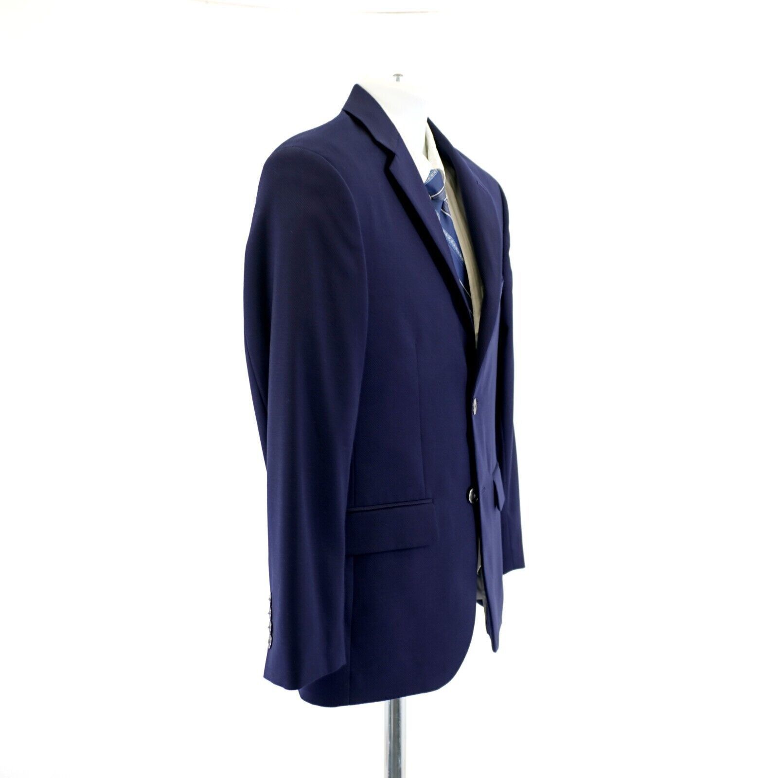 Pronto Uomo Pronto Uomo Textured Basketweave Wool Blue 36S 2 Button Blaz Size 36S - 7 Thumbnail