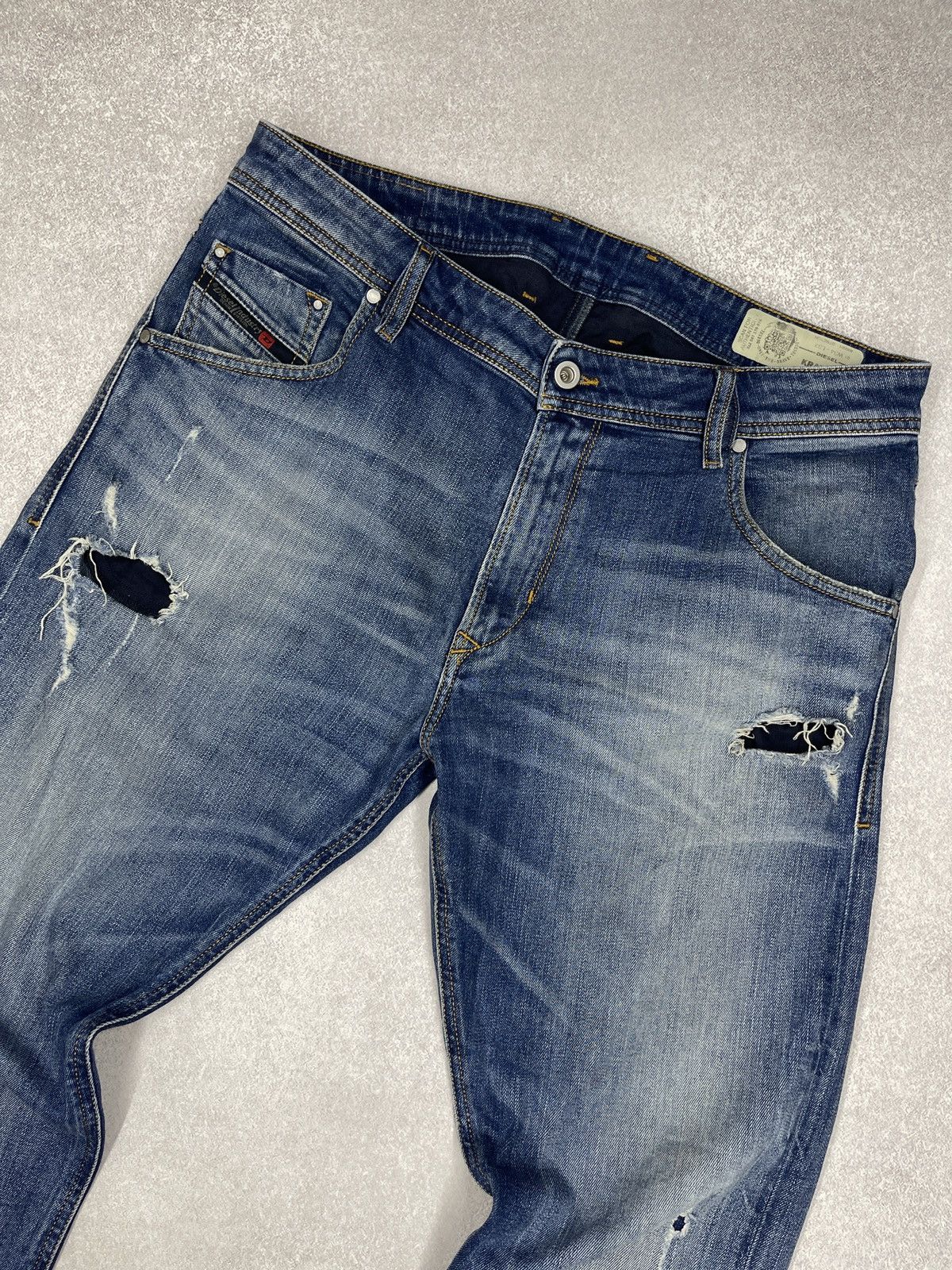 Diesel Mens Diesel Krayver Denim Jeans Blue With Holes Size 34 Size US 34 / EU 50 - 3 Thumbnail