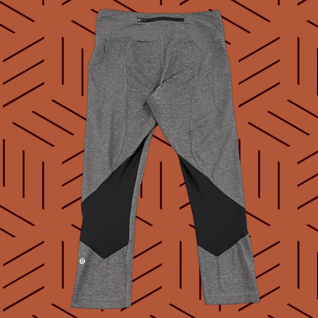 Lululemon Lululemon Pace Rival Crop Leggings Women Size 8 / 22" Heather Gray Black Running Size 30" / US 8 / IT 44 - 1 Thumbnail
