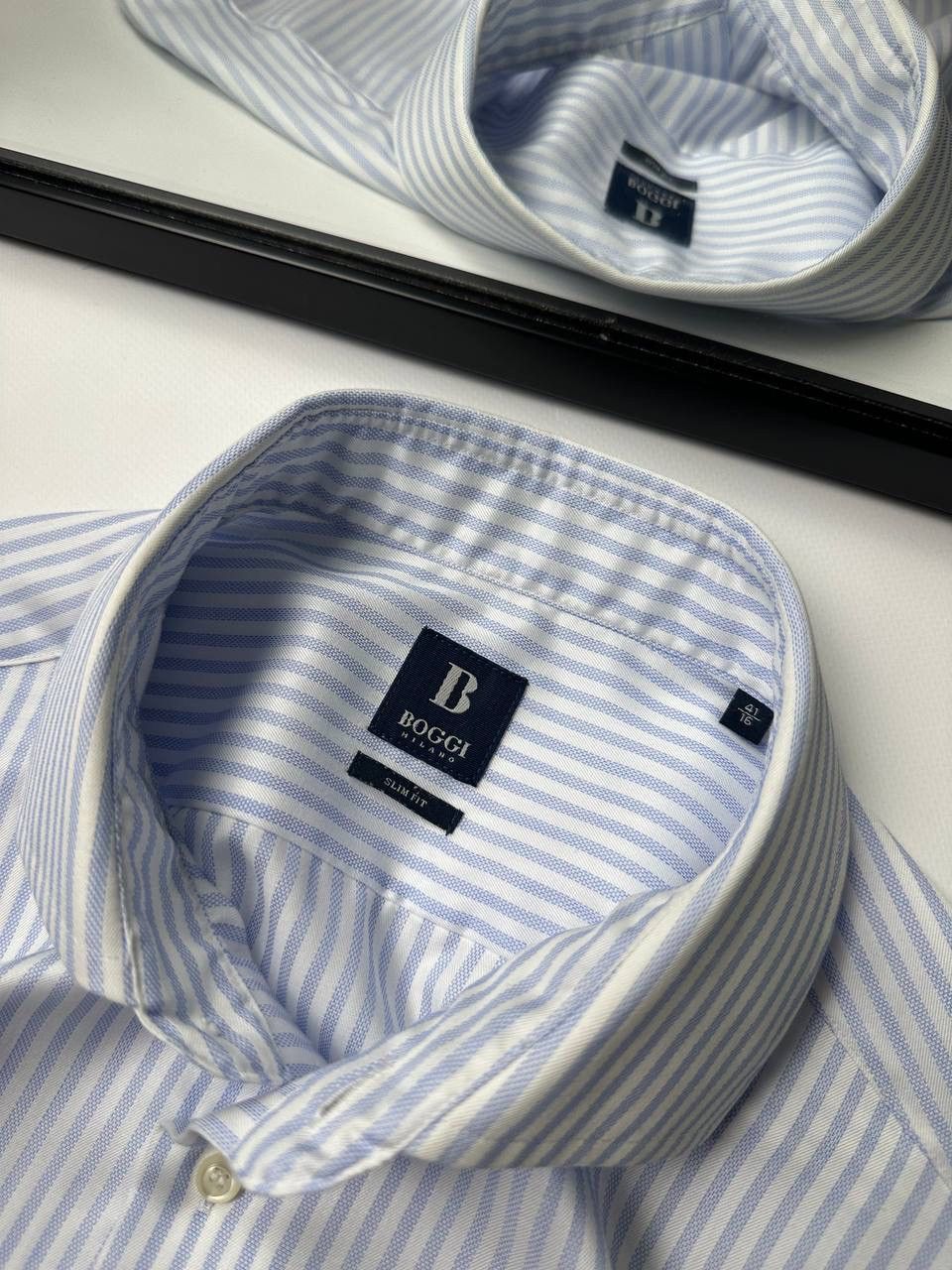 Boggi Boggi Milano Striped 90s OldMoney Vibe Blue Shirt Button Up Size US L / EU 52-54 / 3 - 4 Thumbnail