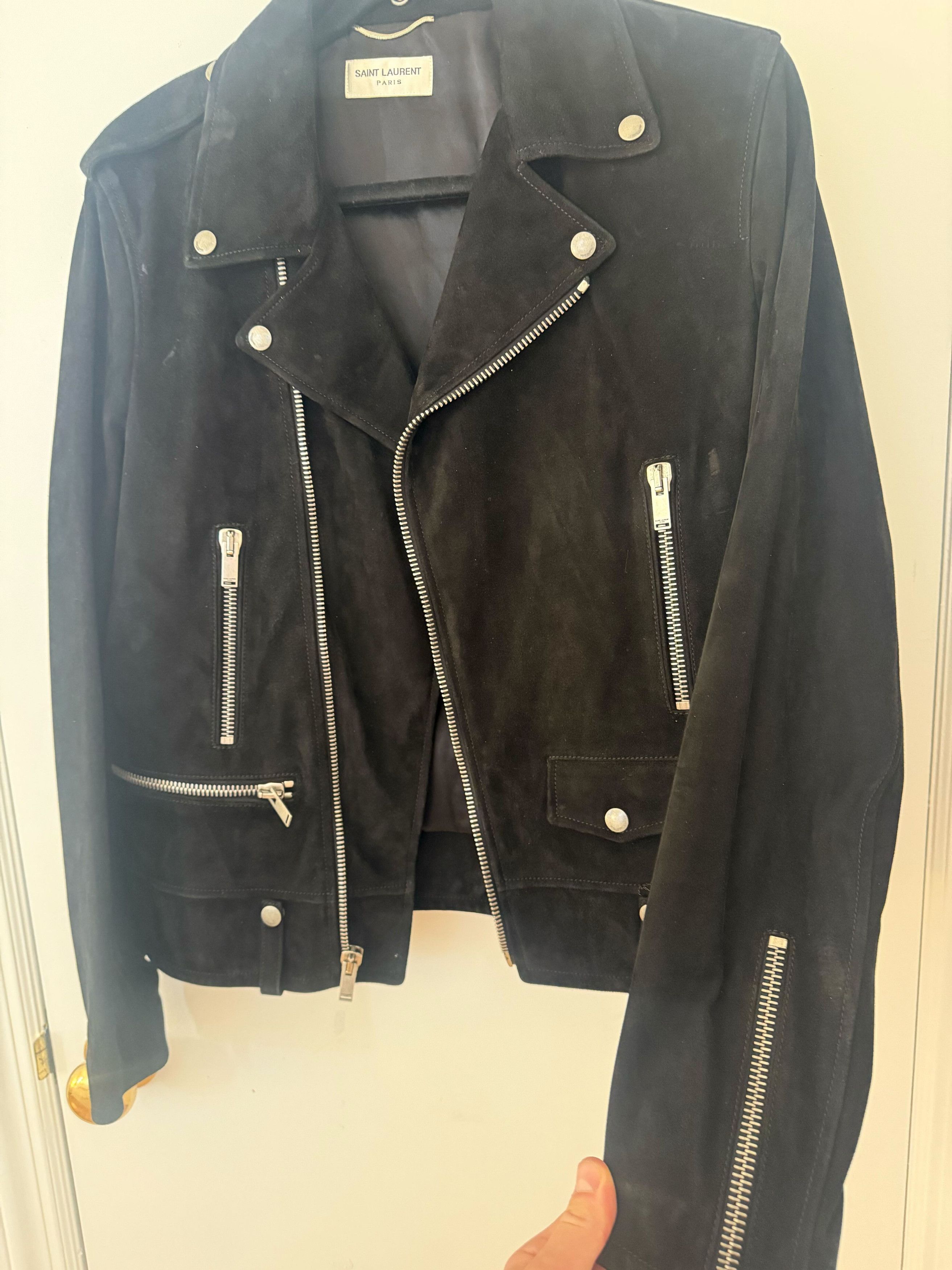 Saint Laurent Paris Saint Laurent Mens Suede Biker Jacket Size 50 Size US M / EU 48-50 / 2 - 2 Thumbnail