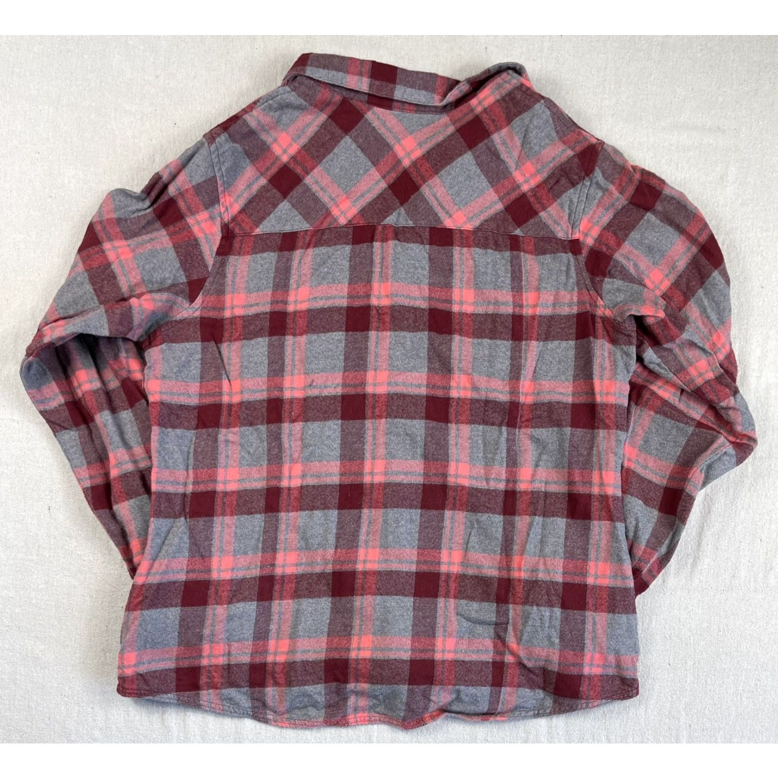 Pinko COLUMBIA Womens Flannel Plaid Shirt Button-Up Long Sleeve Size L Soft Pink Gray Red Outdoor Casual Size L / US 10 / IT 46 - 3 Thumbnail