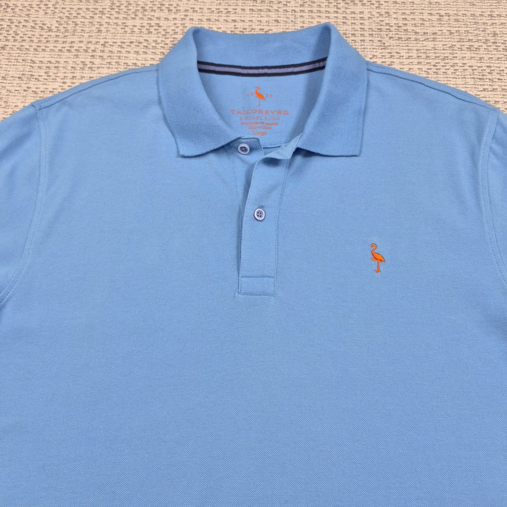 Tailorbyrd TailorByrd Collection Polo Shirt Mens Large Blue Solid Stretch Flamingo Logo Size US L / EU 52-54 / 3 - 4 Thumbnail