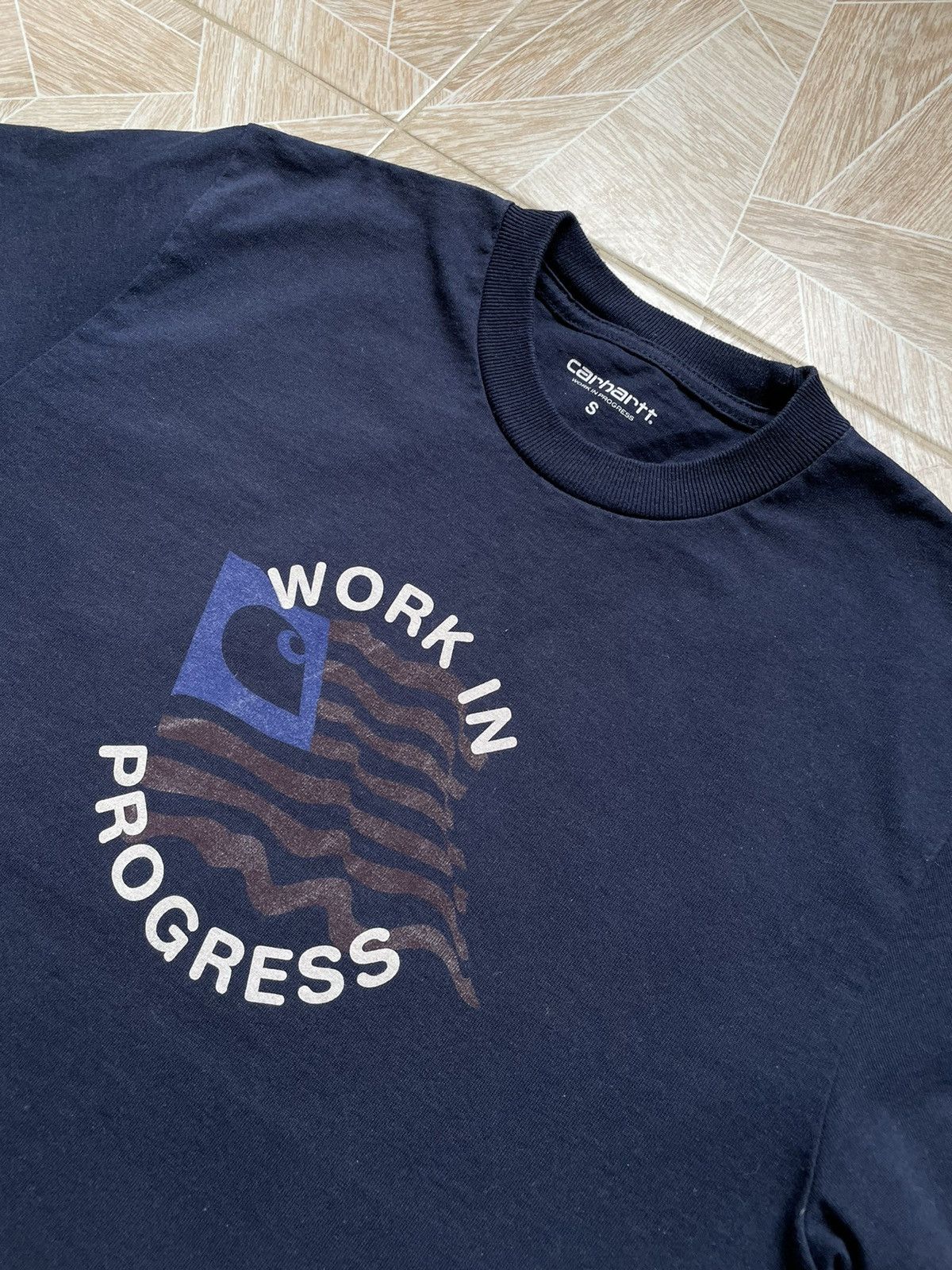 Carhartt × Carhartt Wip Y2K Vintage Carhartt WIP Bigo Logo Usa Tee Navy Retro Hype Size US S / EU 44-46 / 1 - 2 Thumbnail