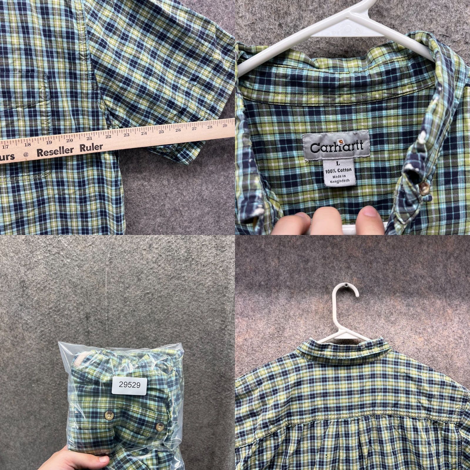 Carhartt VINTAGE Carhartt Shirt Mens Large Green Plaid Button-Down Short Sleeve Casual Workwear Size US L / EU 52-54 / 3 - 8 Thumbnail