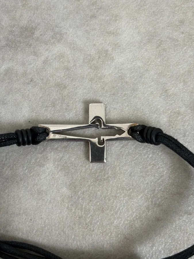 Vintage Cesare Paciotti Black Leather Cord Cross Bracelet Size ONE SIZE - 7 Thumbnail