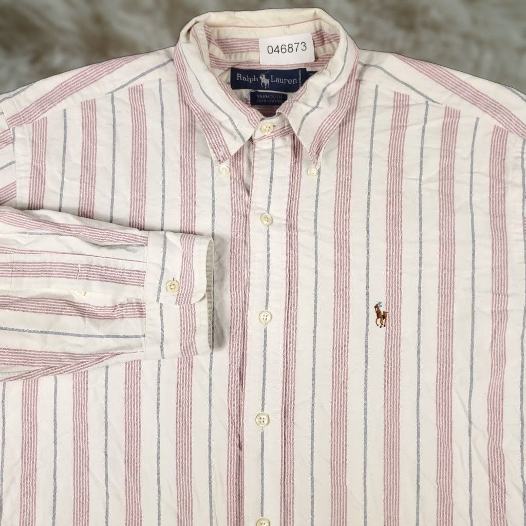 Ralph Lauren Ralph Lauren Shirt Mens 16 Red Striped Dress Button Up Long Sleeve - Cotton, Woven, Regular Fit Size 42R - 1 Thumbnail