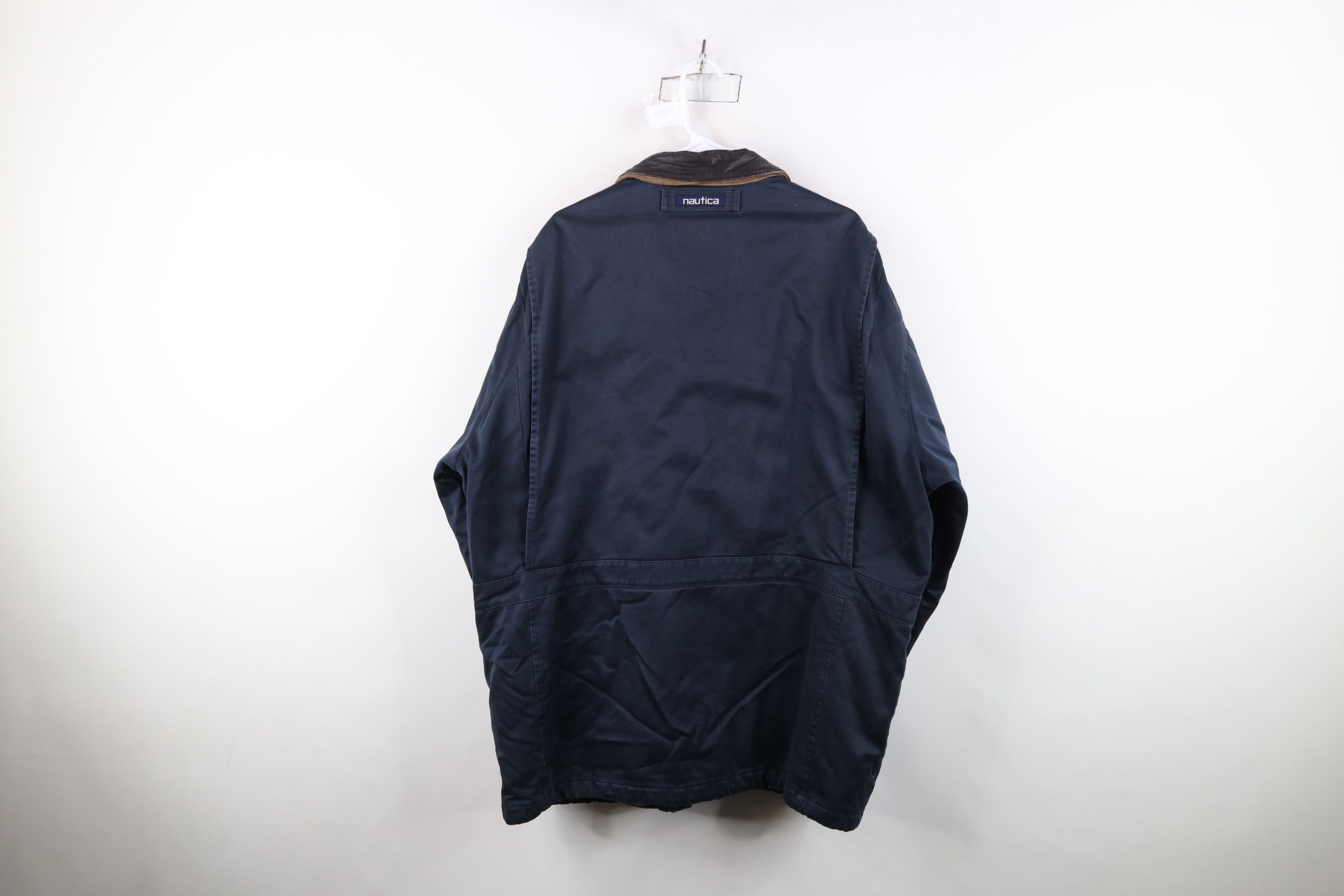 Nautica Vintage 90s Nautica Quilted Leather Collar Chore Barn Jacket Size US L / EU 52-54 / 3 - 13 Thumbnail