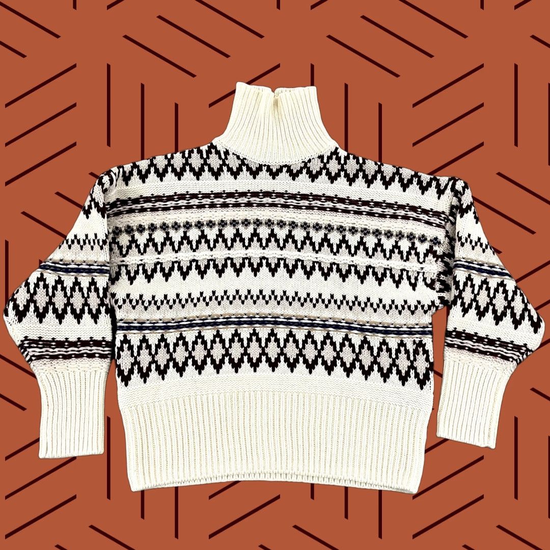 Rag & Bone RAG & BONE Sweater Womens XXS Ivory White Red Willow Fair Isle Wool Turtleneck Size XXS / US 00 / IT 34 - 1 Thumbnail