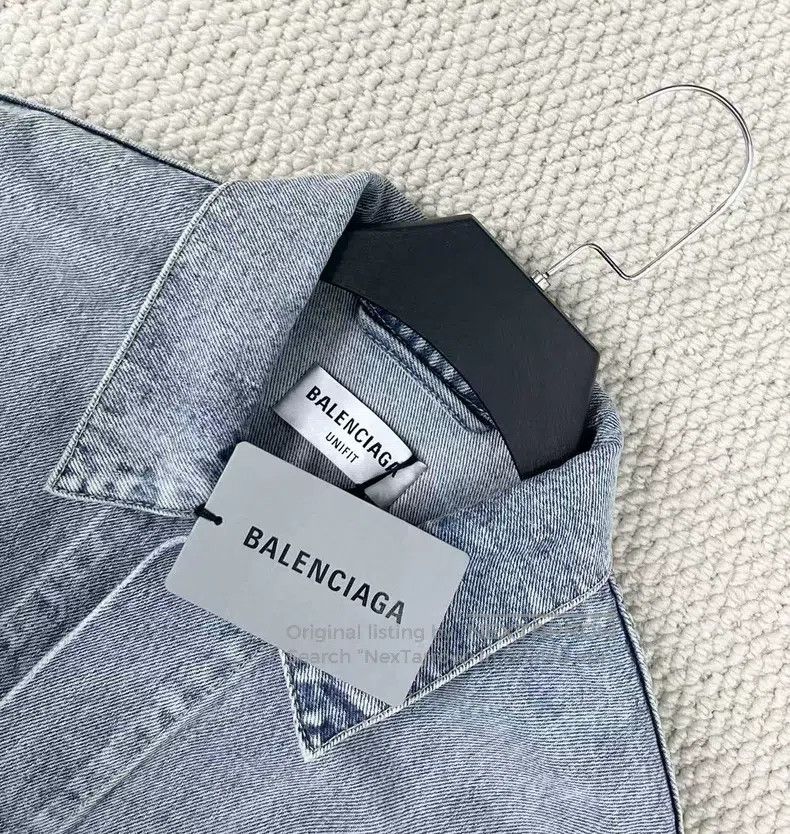 Balenciaga Balenciaga Light Blue Washed Distressed Embroidered Letter Size US XS / EU 42 / 0 - 3 Thumbnail