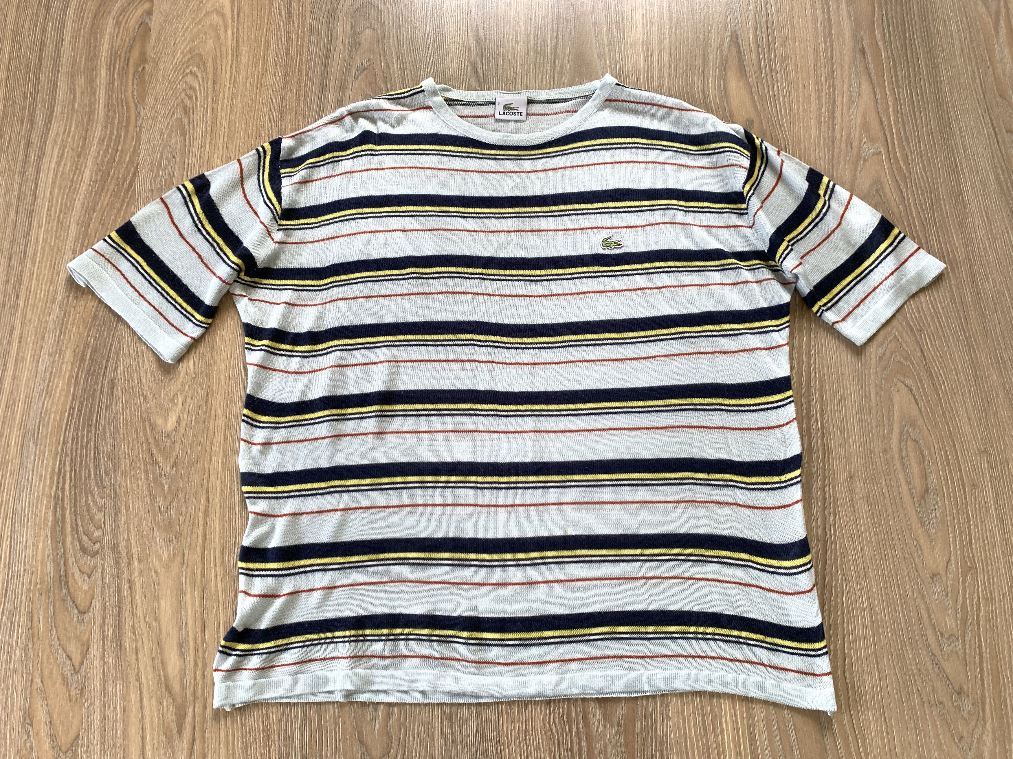 Lacoste × Vintage Vintage Lacoste Stripe Cotton T-Shirt Size US XL / EU 56 / 4 - 2 Thumbnail