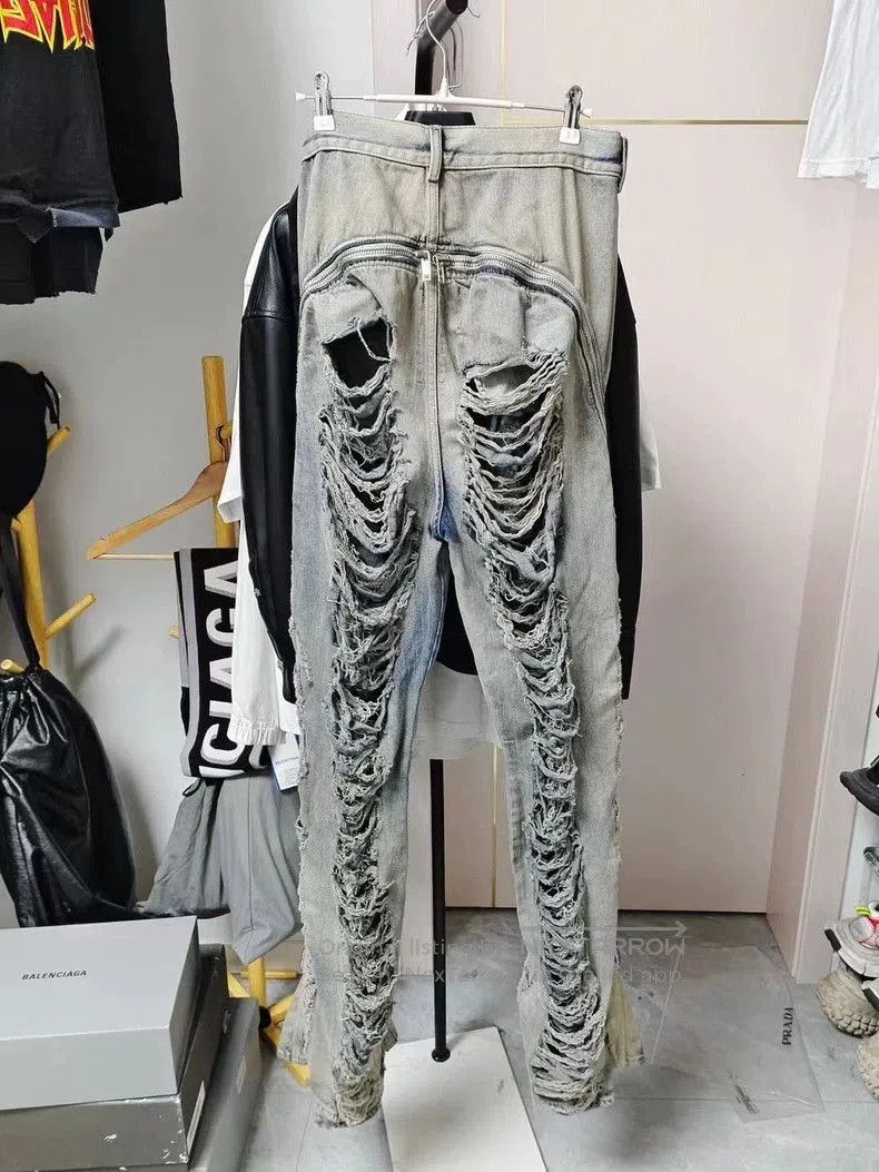 Rick Owens Rick Owens Drkshdw Distressed Zipper Pants. Size US 32 / EU 48 - 2 Thumbnail