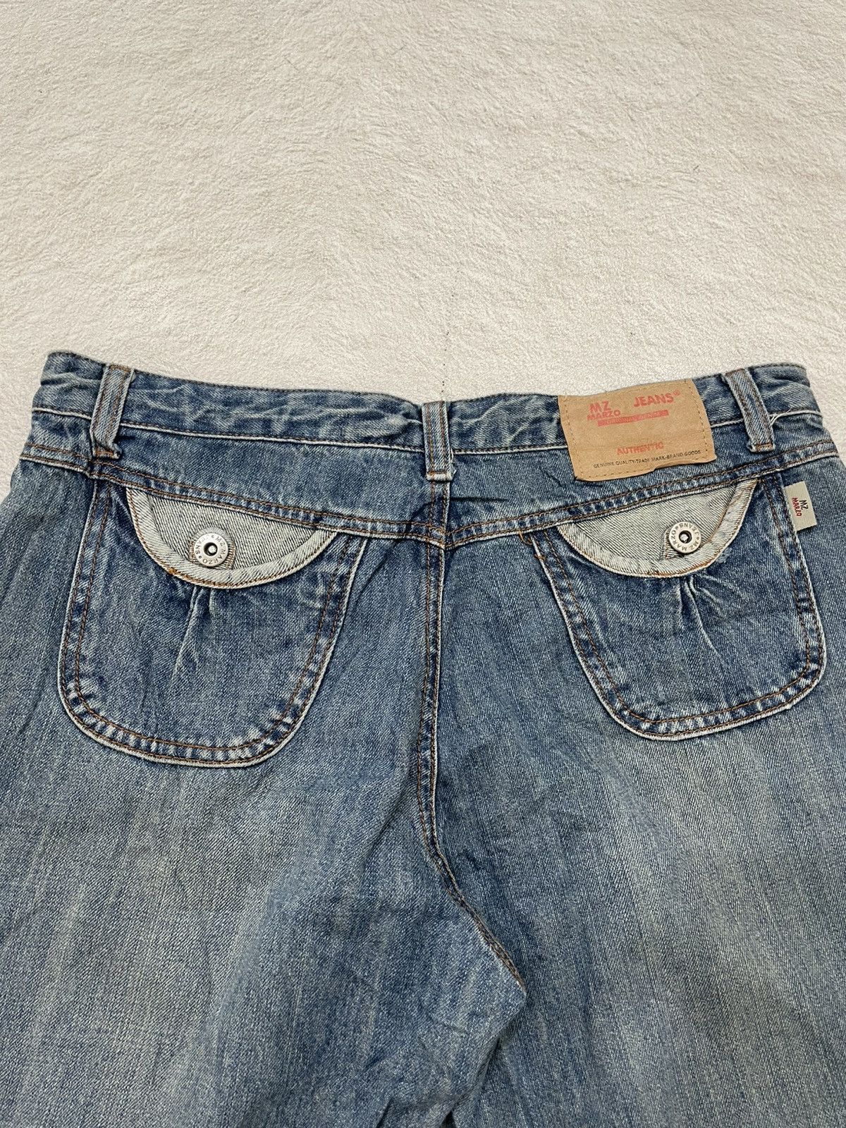 Japanese Brand 2000s Marzo Japanese Denim Dirty Washed Cargo Jeans Y2K Size US 32 / EU 48 - 9 Thumbnail