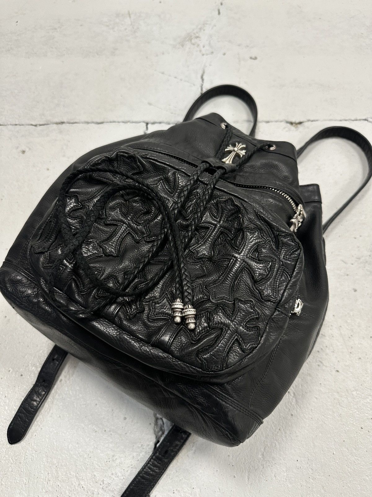 Chrome Hearts Chrome Hearts Flooded Leather Patch Drawstring Backpack Size ONE SIZE - 2 Thumbnail