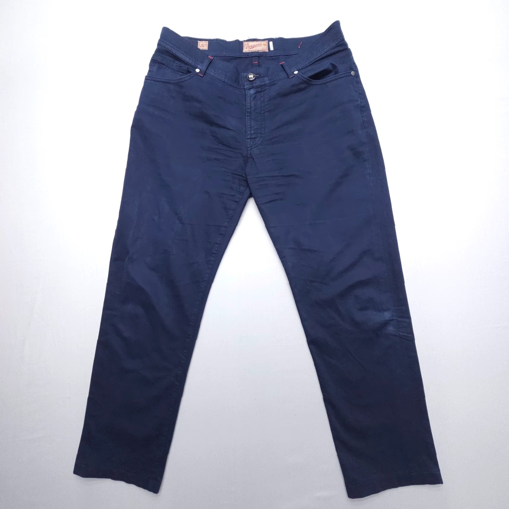 Vintage Marco Pescarolo Pants Mens 32 Blue Slim Straight Cotton Silk 5-Pocket Chino 27 Inseam Autumn Summer Winter 50 NN Size US 32 / EU 48 - 2 Thumbnail