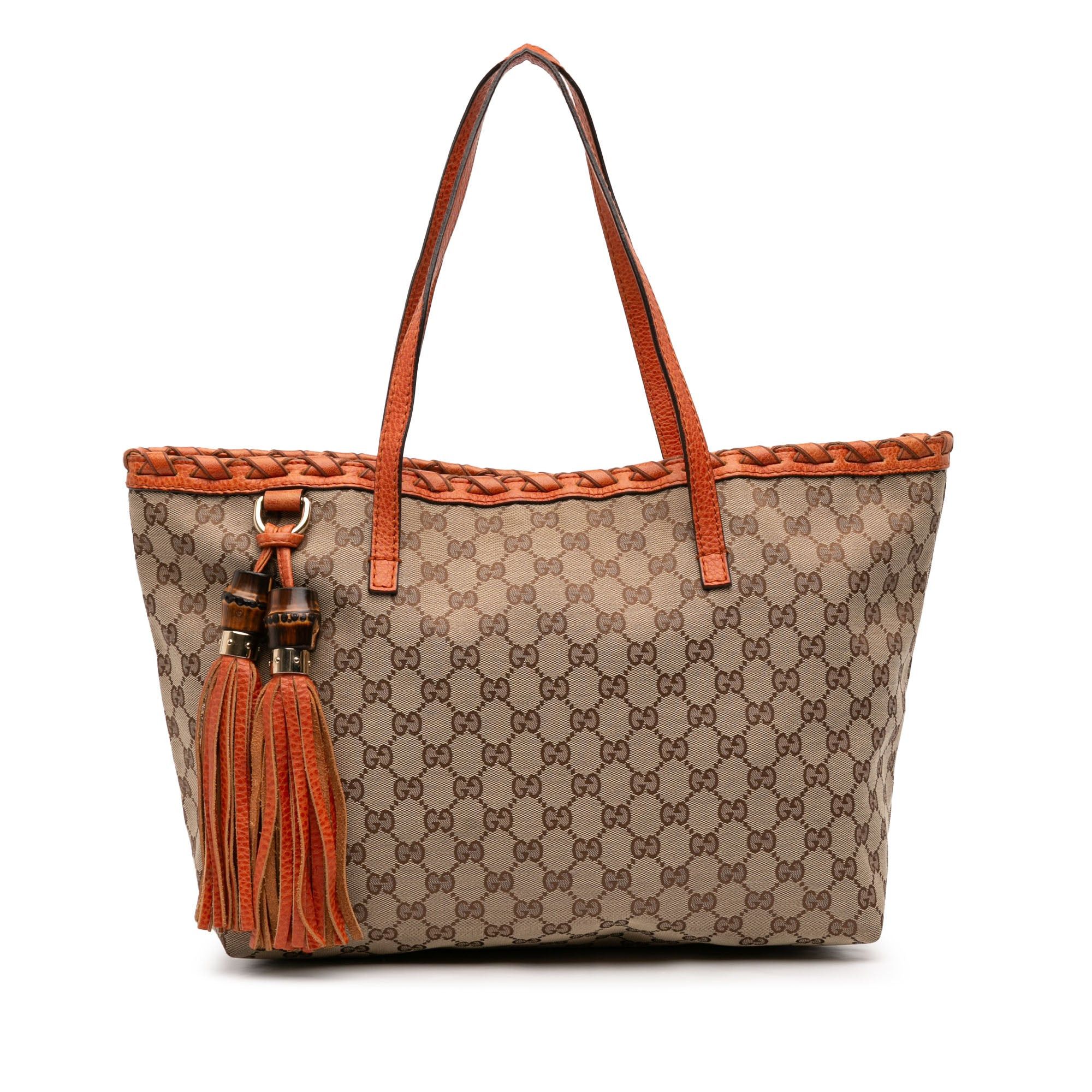 Medium GG Canvas Bamboo Tassel Tote