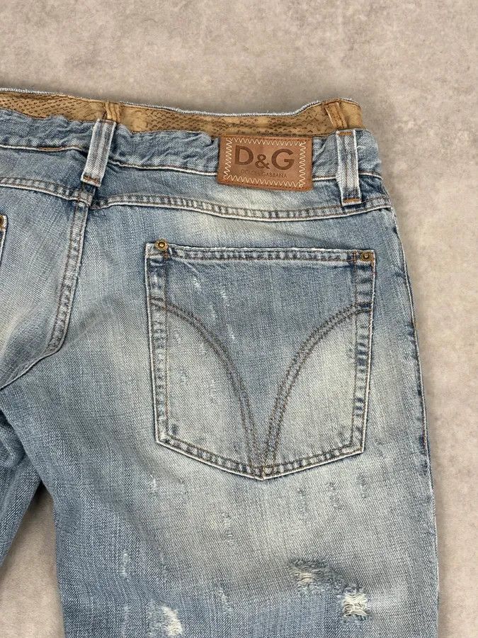 Dolce & Gabbana SS2006 Dolce & Gabbana Python Waist Distressed Denim Jeans Size US 33 - 8 Thumbnail